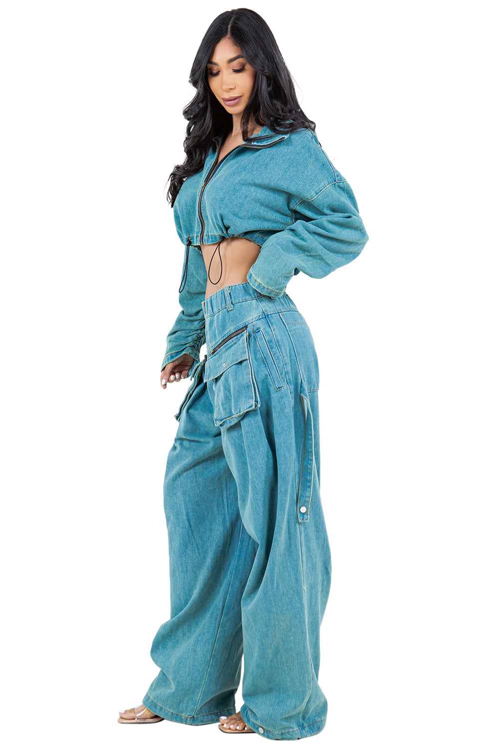 ENSEMBLE PANTALON DEUX PIÈCES EN JEAN MODE FEMME