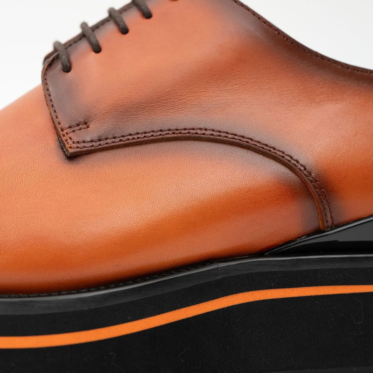 Calf leather dress three quarters derby shoes Brown