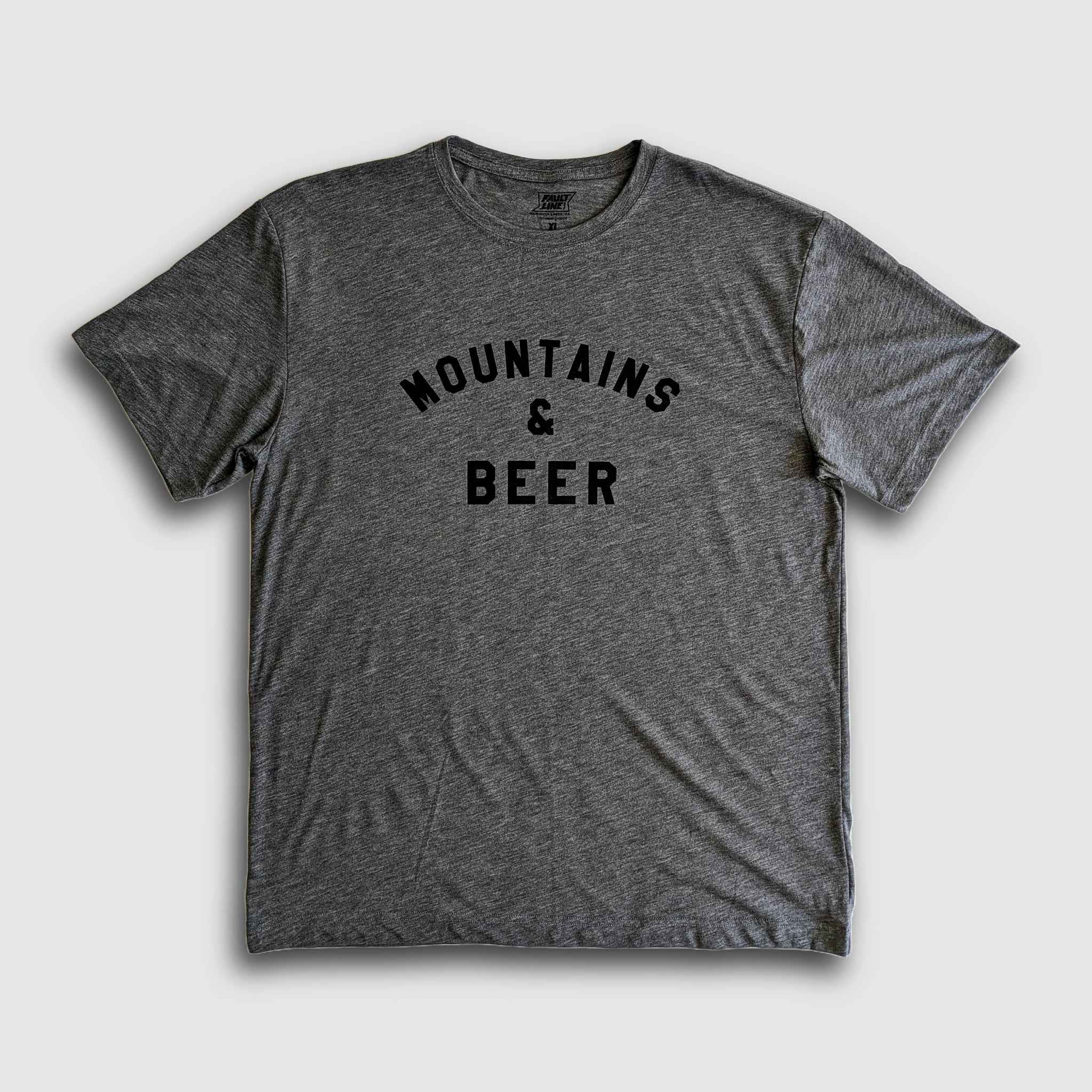 T-shirt durable Mountains & Beer - Gris chiné foncé