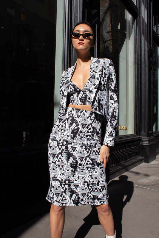 Amour Geometric Pencil Skirt – Stylish Women’s Fitted Skirt