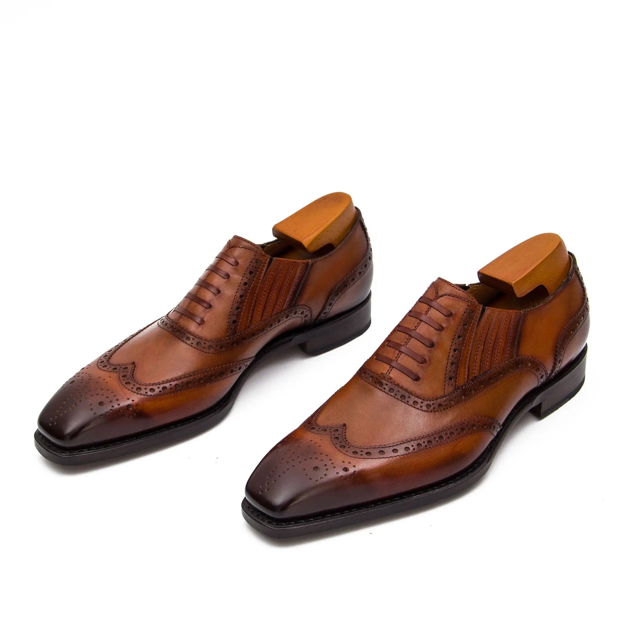 Goodyear Welted Brogue Oxford Shoes Brown - Lolomo!