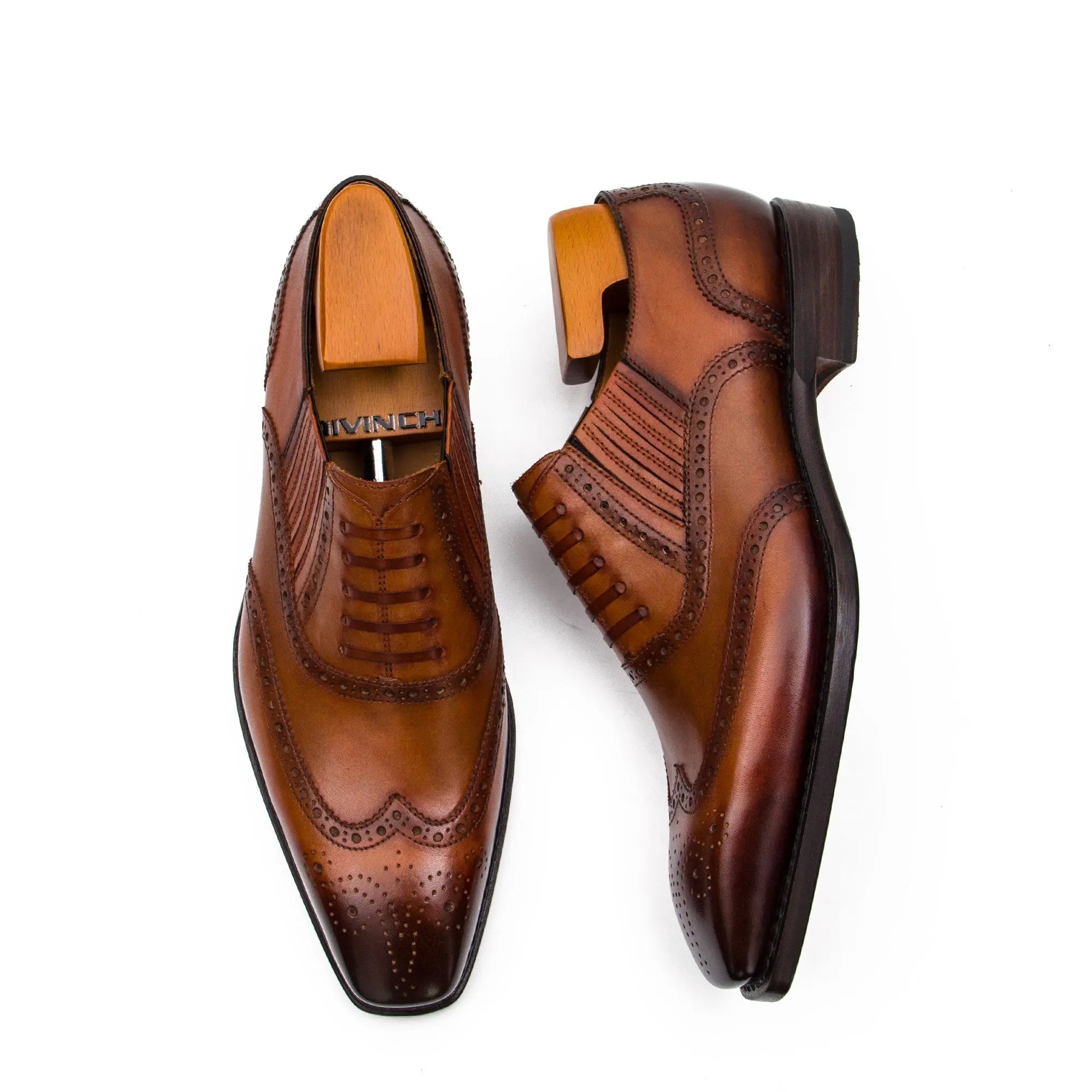 Goodyear Welted Brogue Oxford Shoes Brown - Lolomo!
