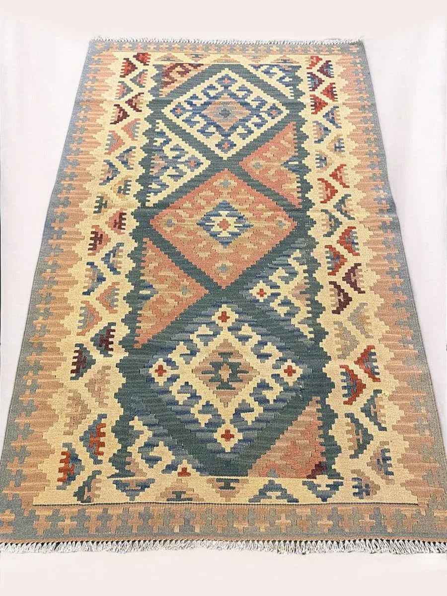 Turkish Flatweave Kilim Runner - Size: 4.11 x 3.2