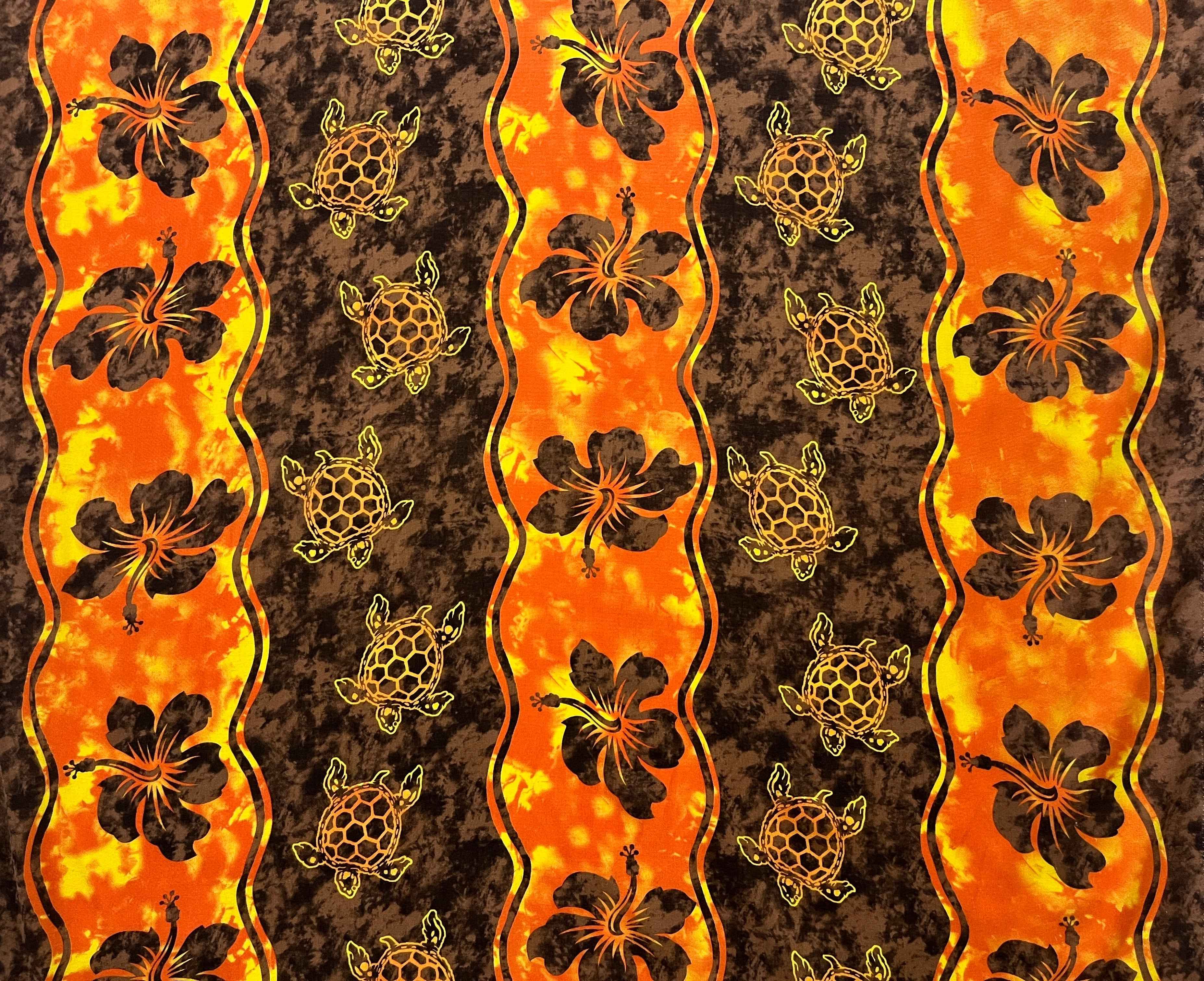 Hibiscus, Sea Turtle Rayon Challis Fabric | Islands Fabric