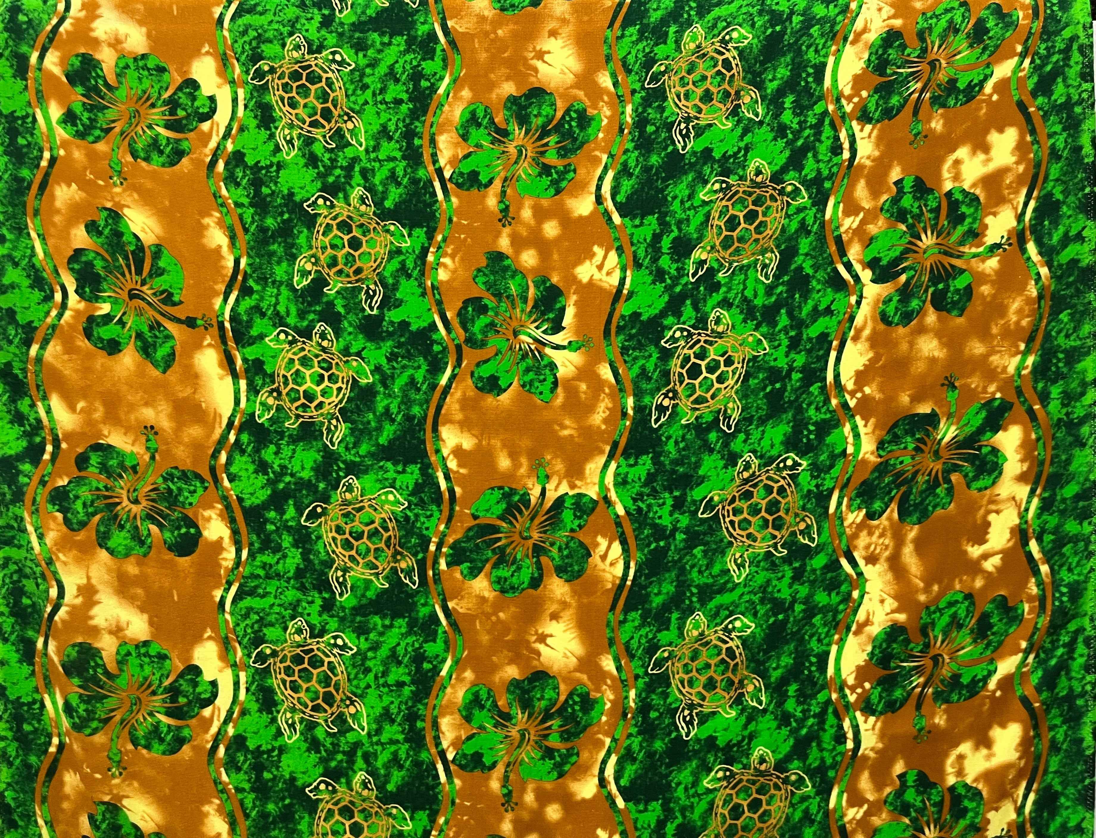 Hibiscus, Sea Turtle Rayon Challis Fabric | Islands Fabric