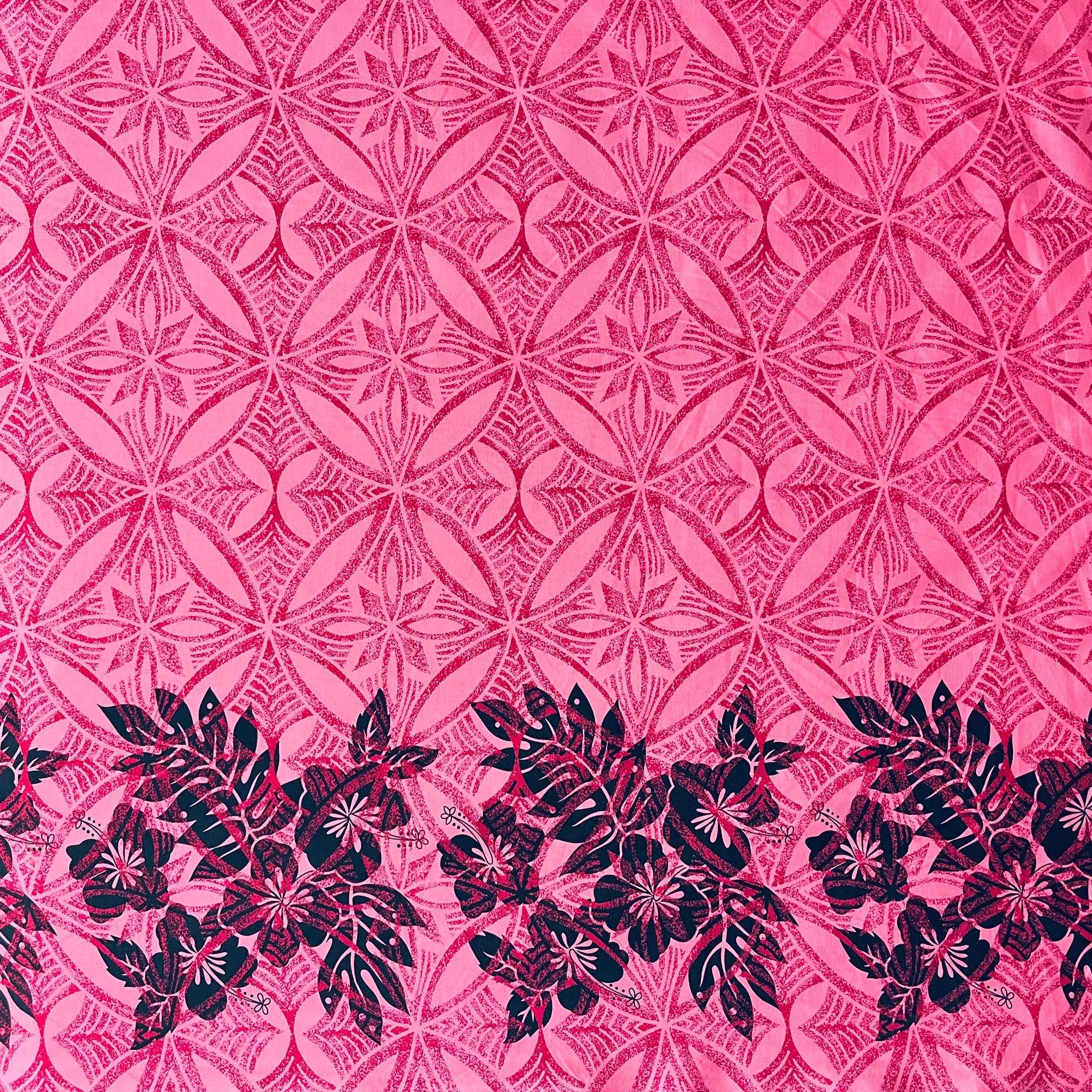 Tropical Floral Border Polyester Fabric | Islands Fabric