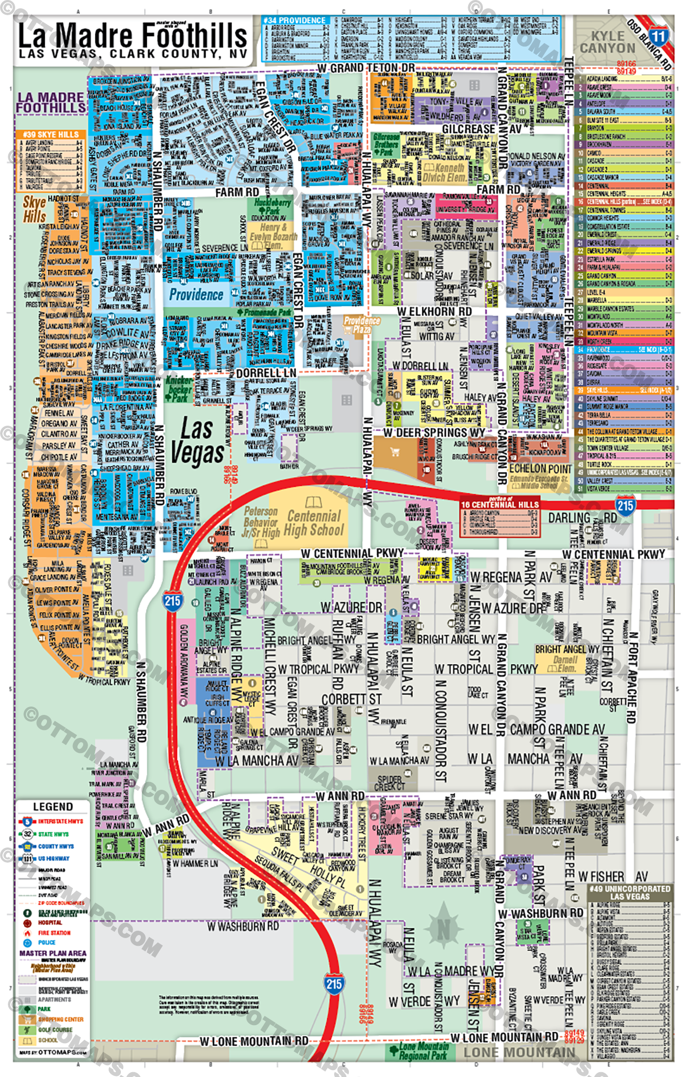La Madre Foothills Map, Las Vegas, NV - POSTER PRINTS