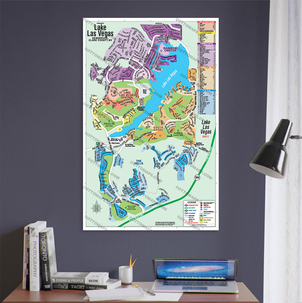 Lake Las Vegas Map, Henderson, Clark County, NV - POSTER PRINTS - Lolomo!