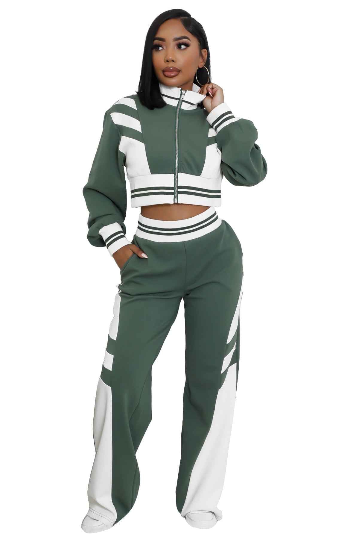 ENSEMBLE PANTALON DEUX PIÈCES DÉCONTRACTÉ MODE FEMME