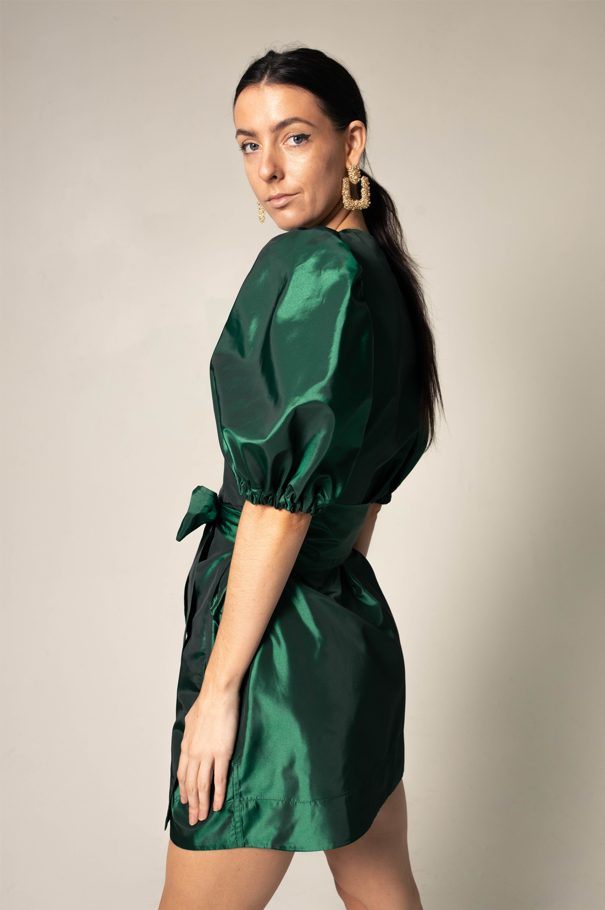 Glimmer Green Wrap Dress – Women’s Elegant Wrap Dress