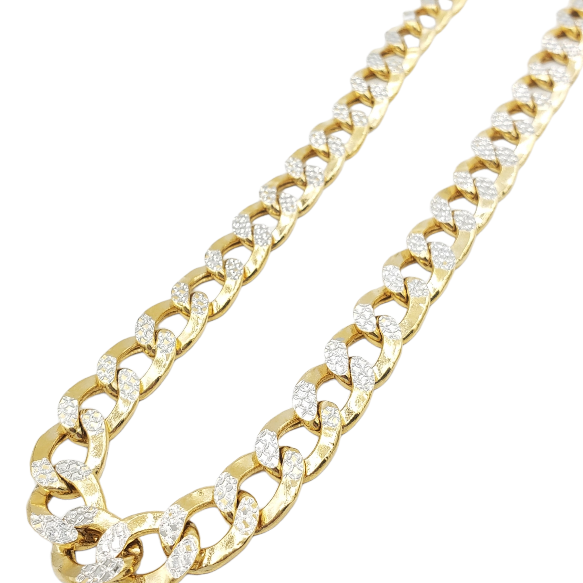 10K Gold- Hollow Cuban Link Diamond Cut (Pave) Chain - Lolomo!
