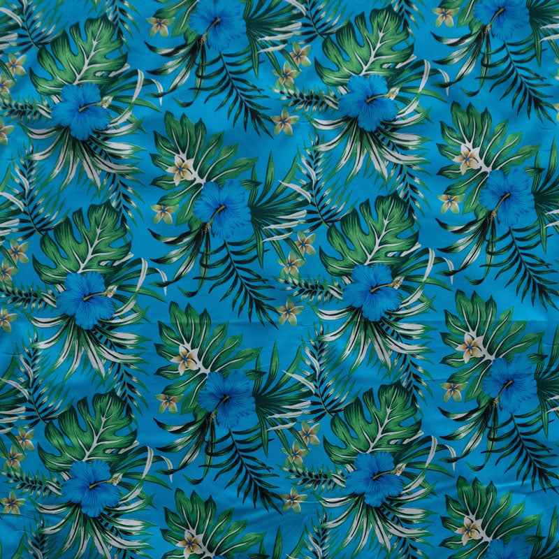 Hibiscus Monstera Palm leaves Polyester Fabric | Islands Fabric