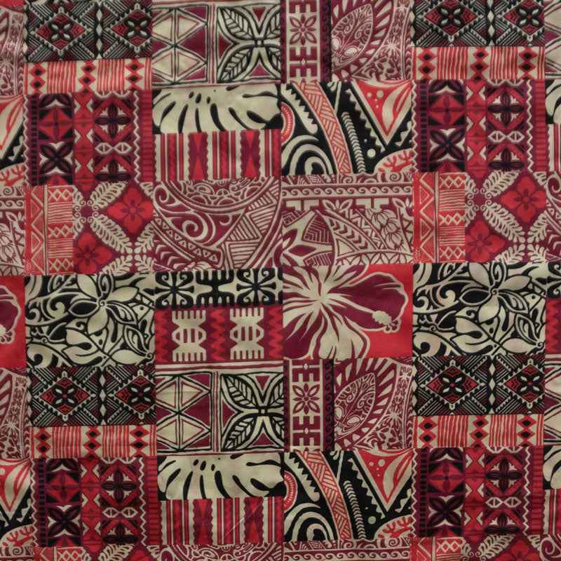 Traditional Polynesian Tapa Design Polyester Fabric | Islands Fabric