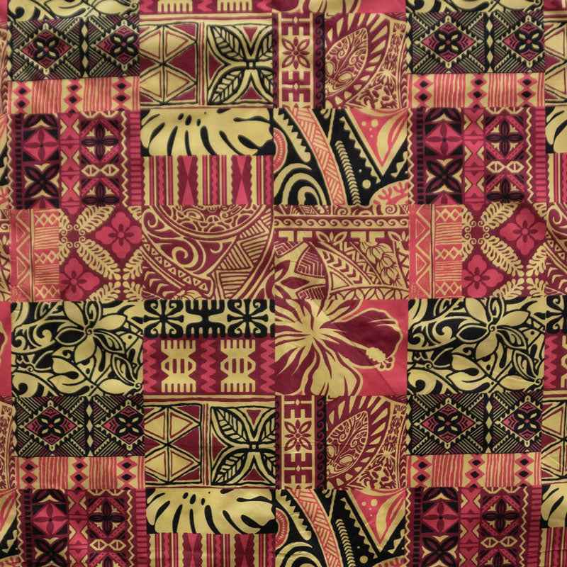 Traditional Polynesian Tapa Design Polyester Fabric | Islands Fabric