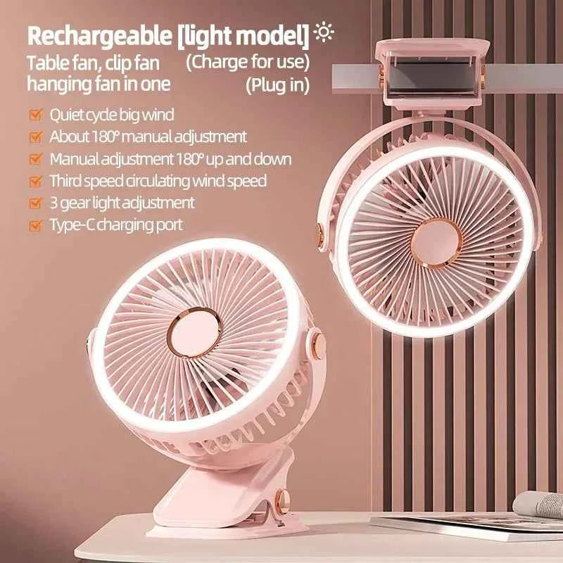 Portable 8000mAh Camping Fan with LED Light