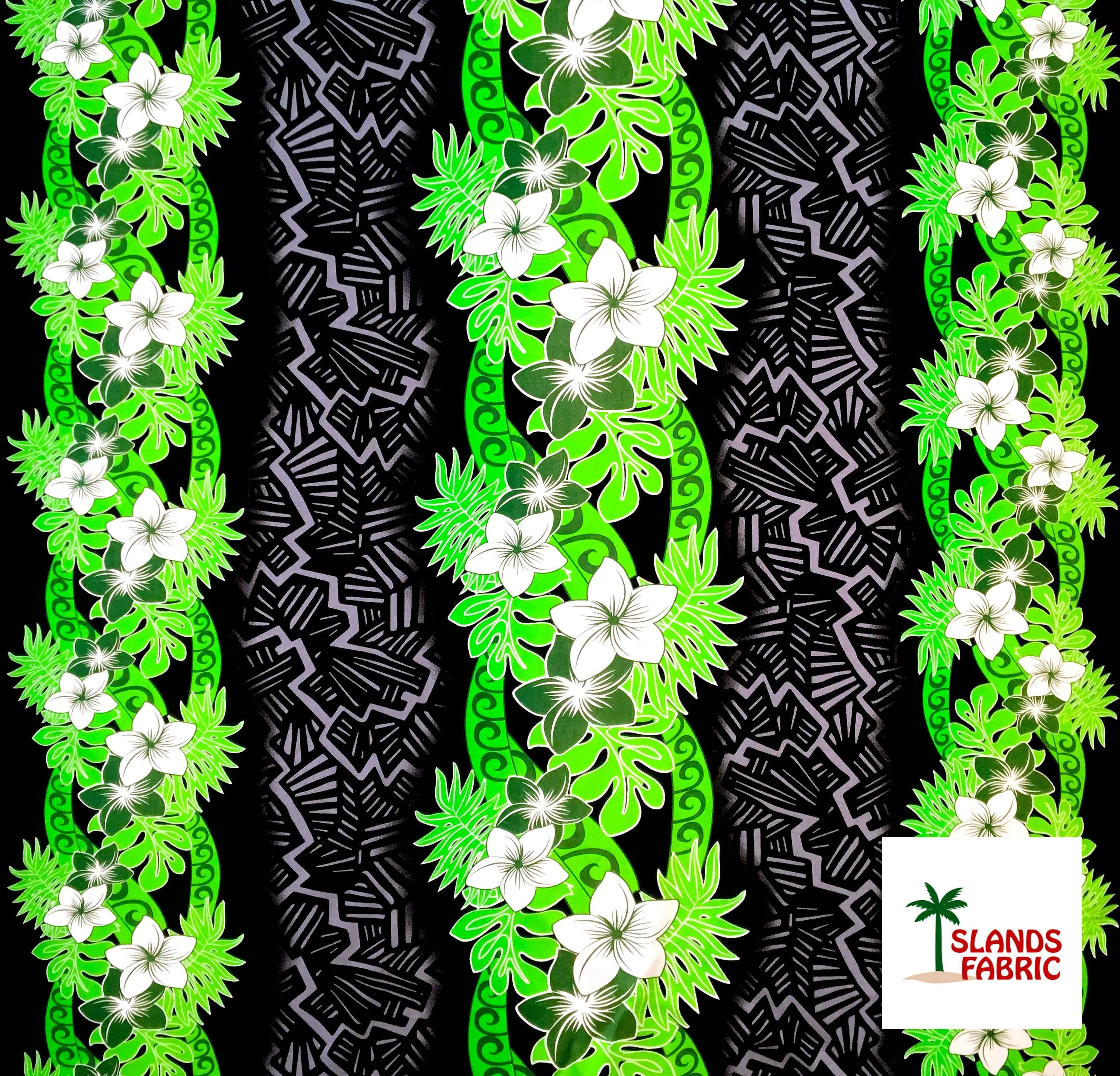 Triple Tropical Border Rayon Fabric | Islands Fabric