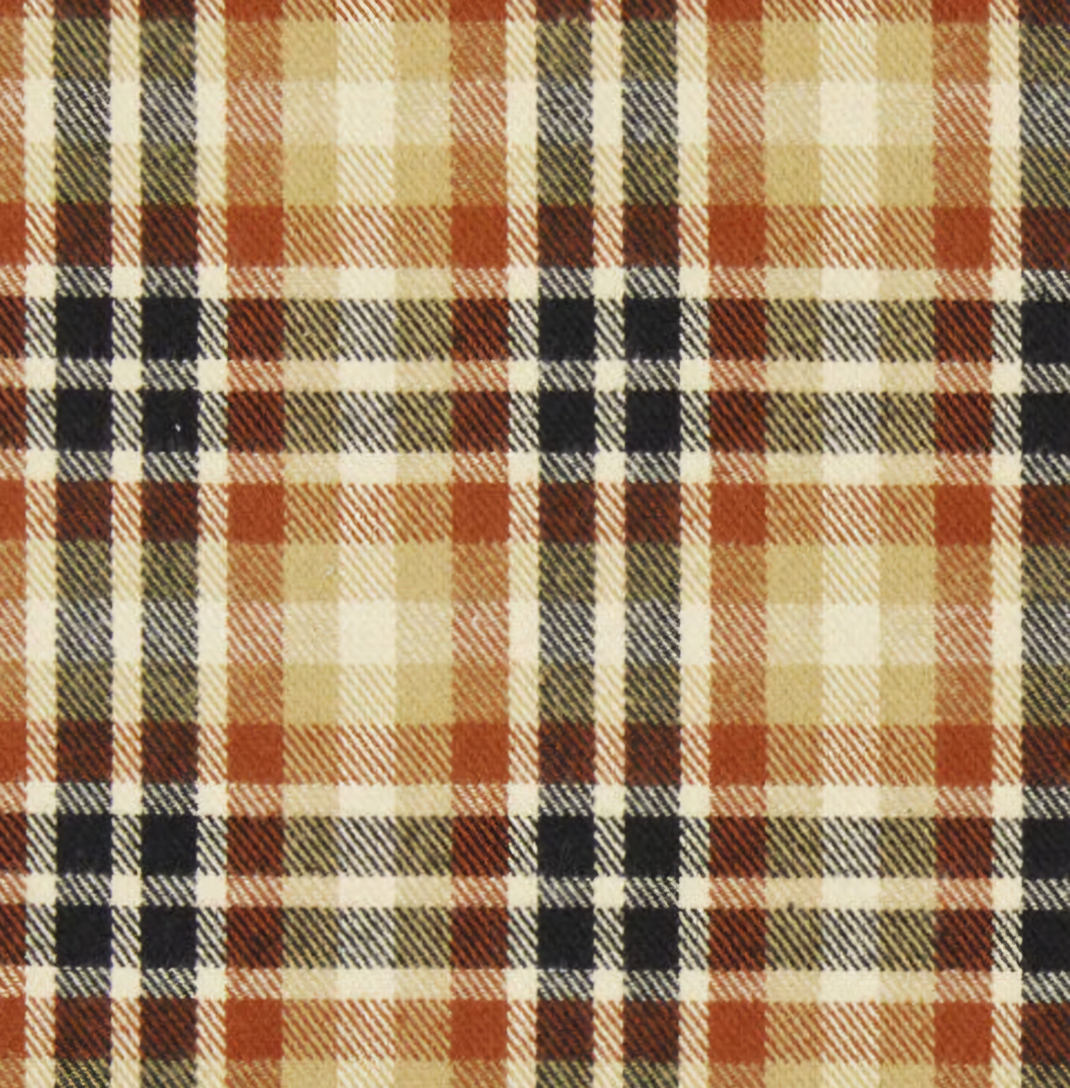 Golden Yellow Black and Brown Check Flannel