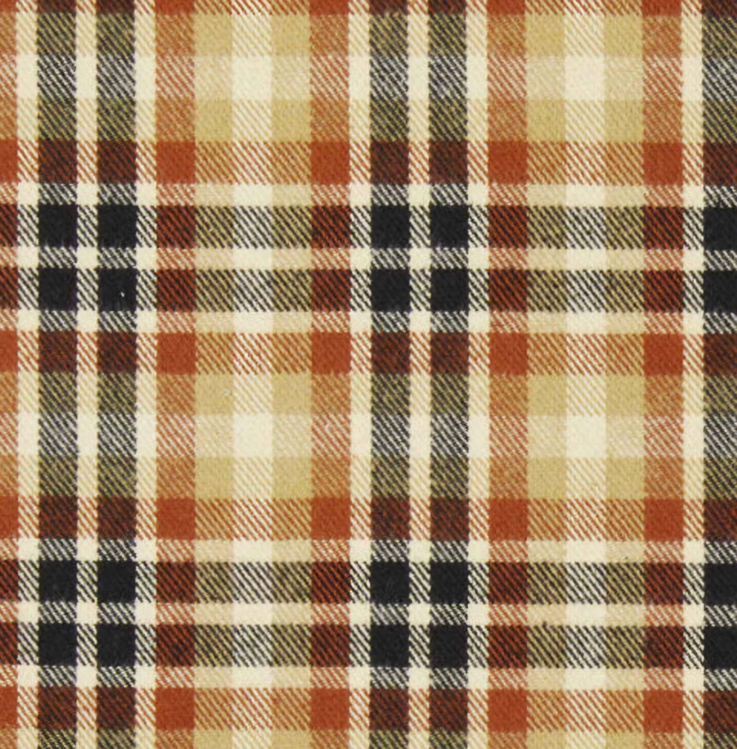 Golden Yellow Black and Brown Check Flannel