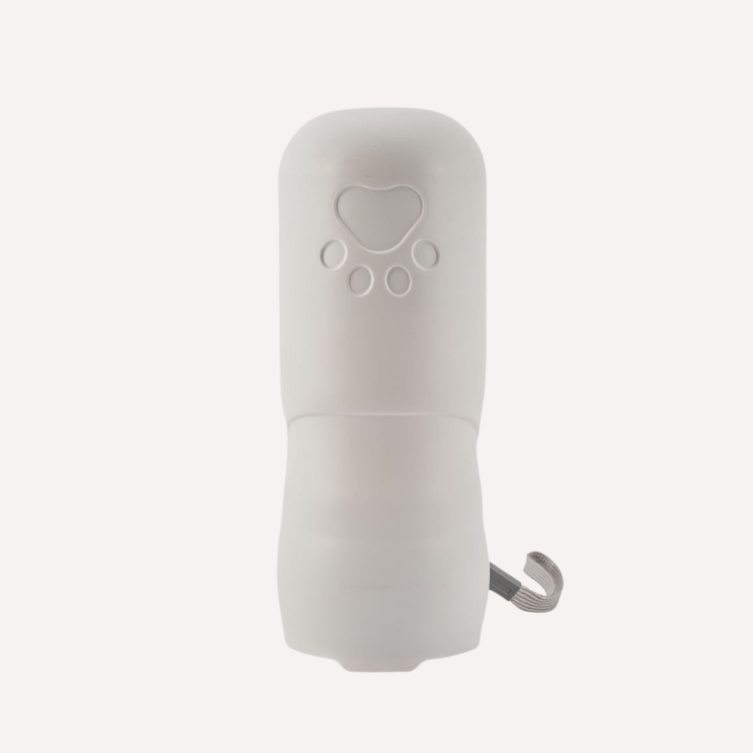 Botella de agua de viaje para perros con porta golosinas: a prueba de fugas y sin BPA, 350 ml