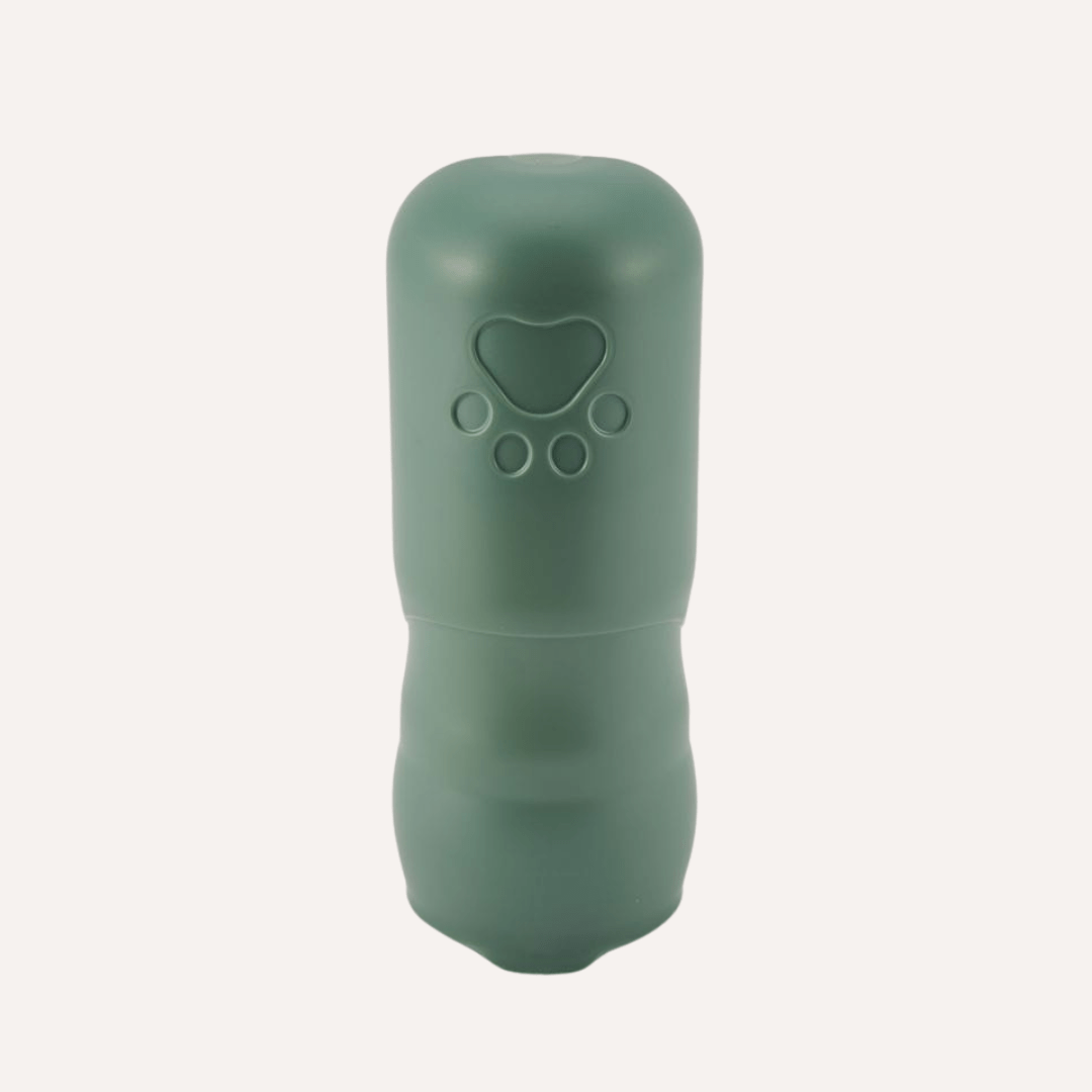 Botella de agua de viaje para perros con porta golosinas: a prueba de fugas y sin BPA, 350 ml