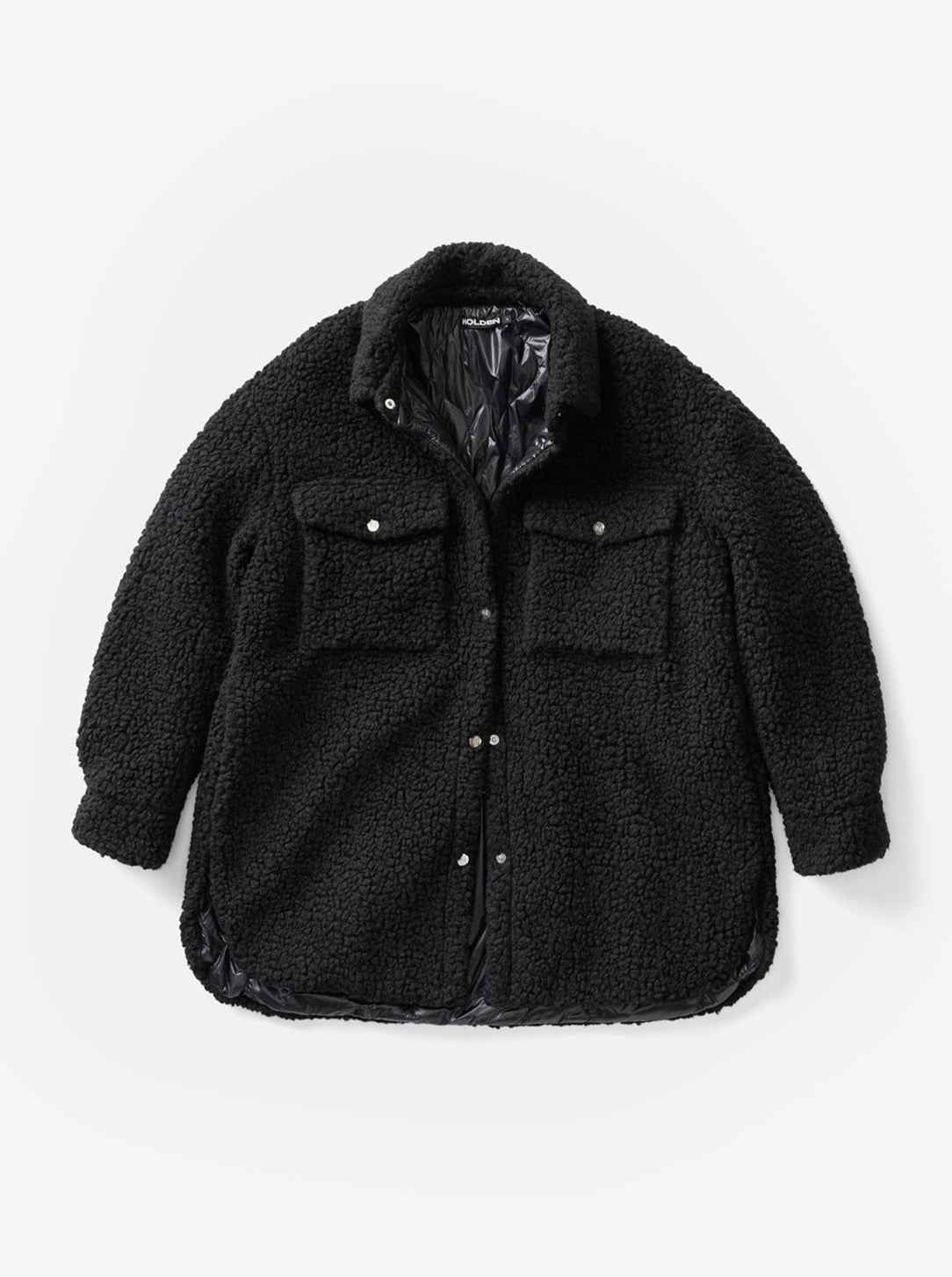 Padded Wool Sherpa Jacket - Black