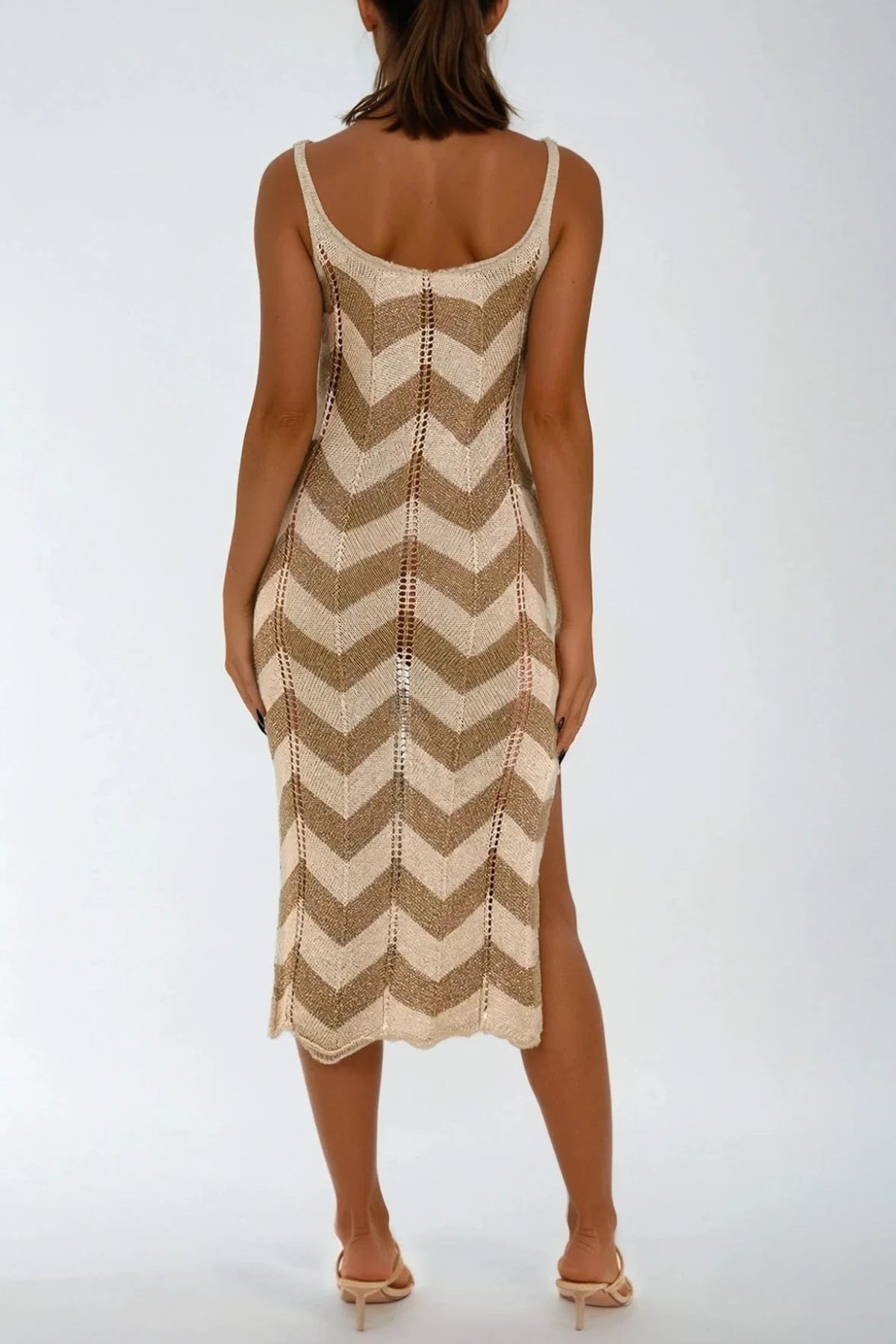 Beige Beach Knitted Midi Dress - Lolomo!