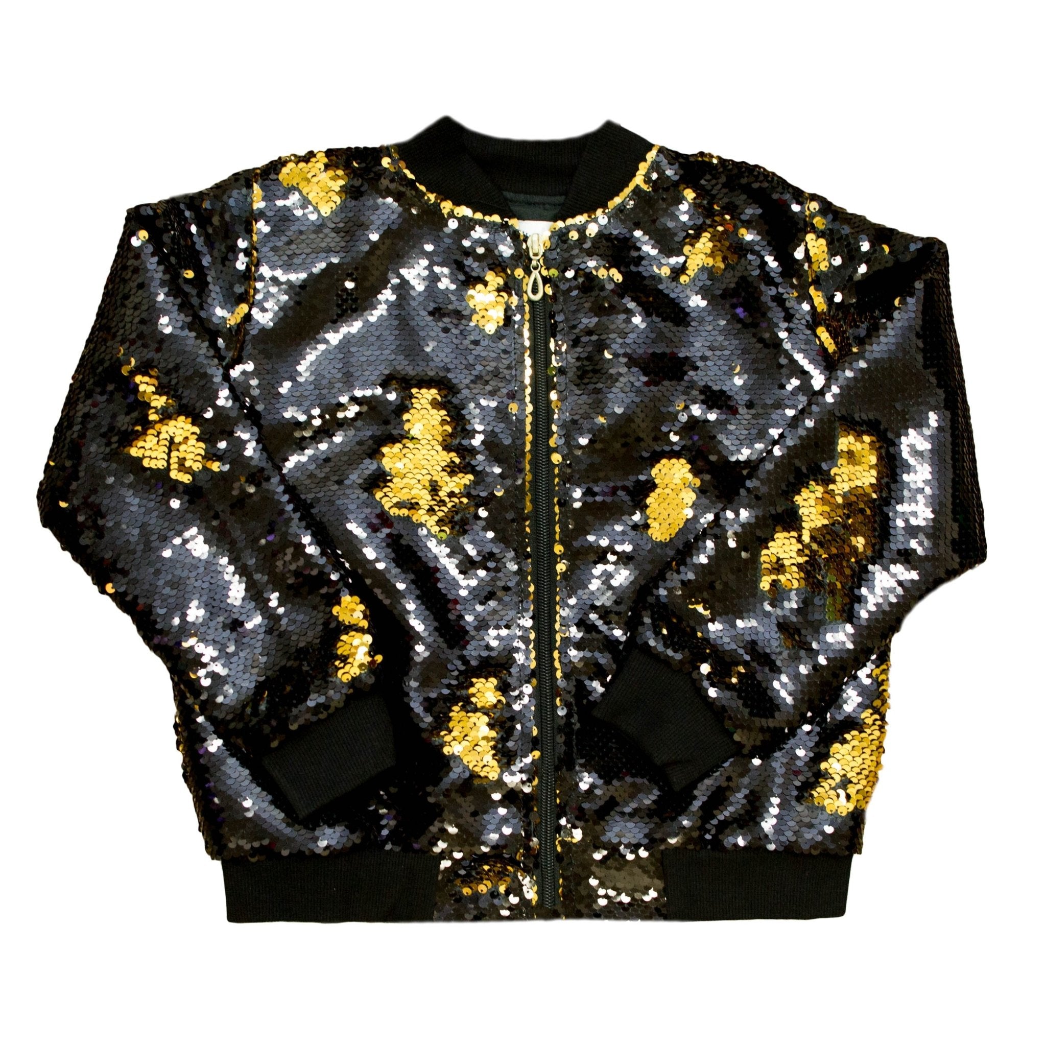 Black And Gold Flip Sequin Kid Jacket - Lolomo!