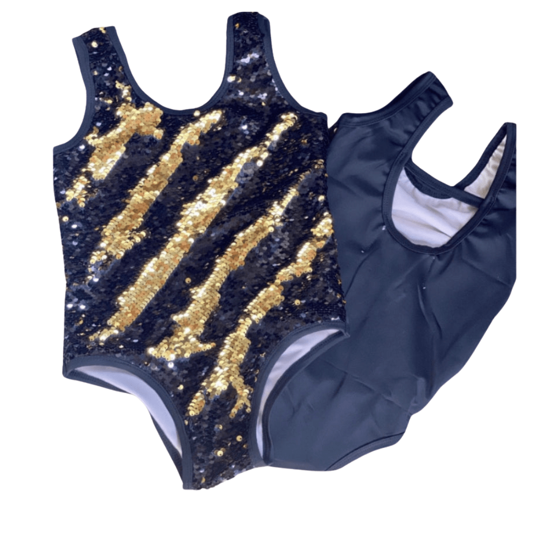 Black and Gold Reversible Sequin Leotard - Lolomo!