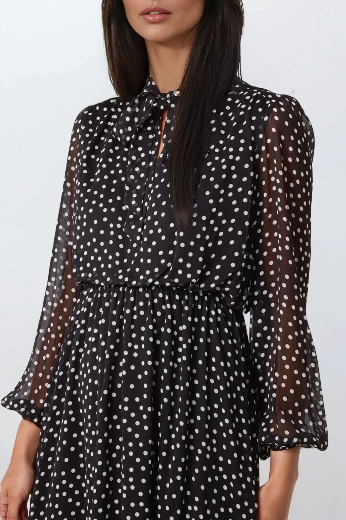 Black Polka Dot Midi Dress - Lolomo!