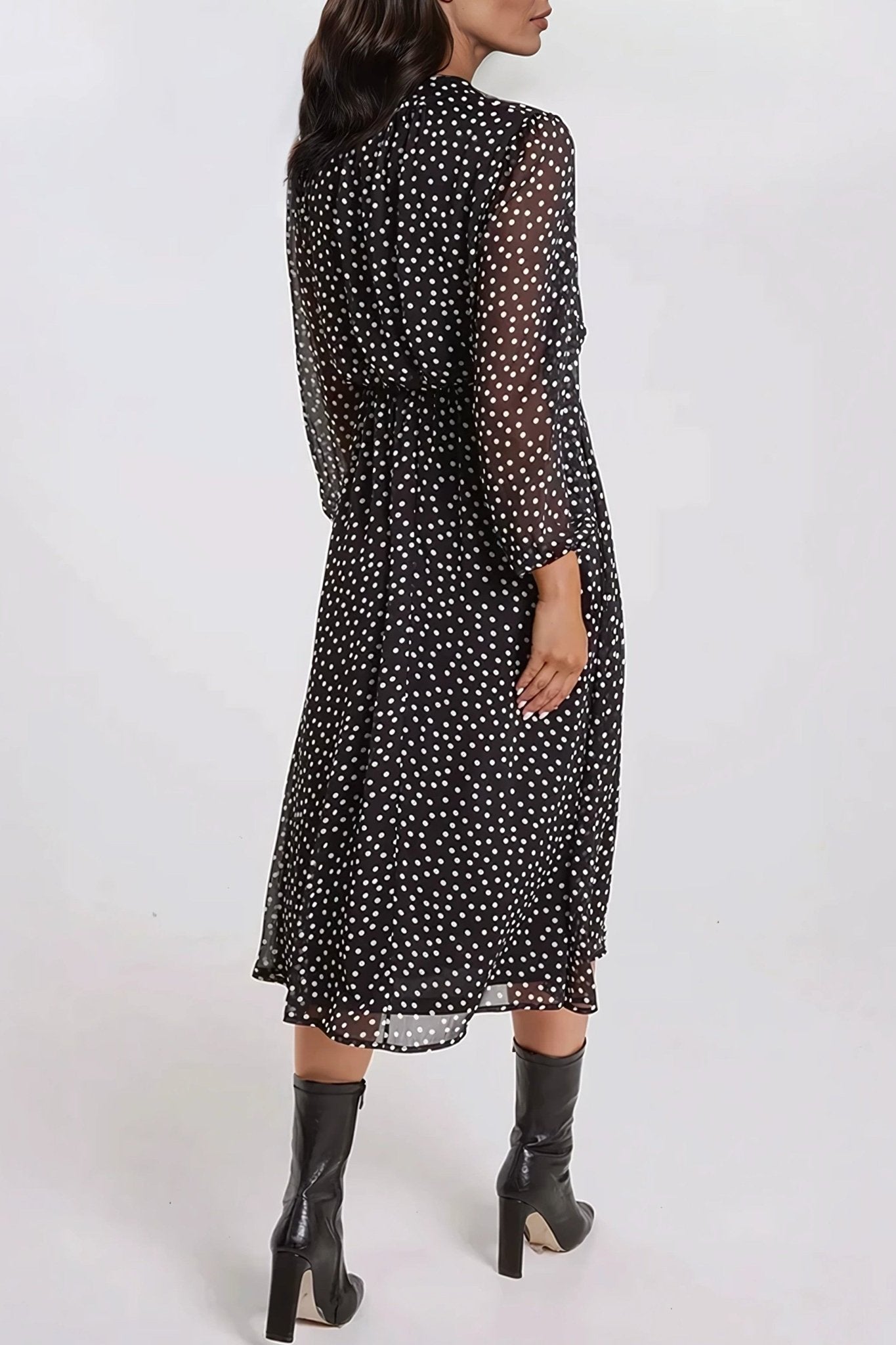 Black Polka Dot Midi Dress - Lolomo!