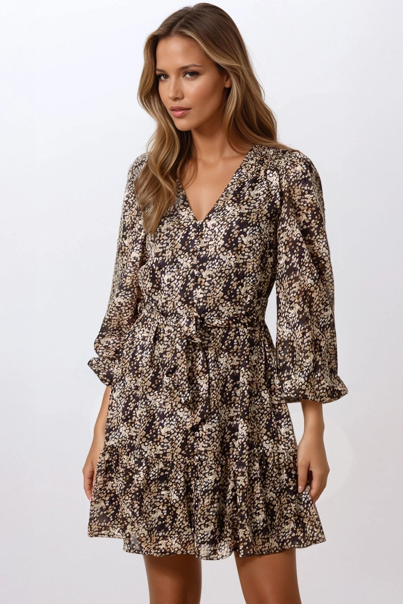 Black Spotty Belted Mini Dress - Lolomo!