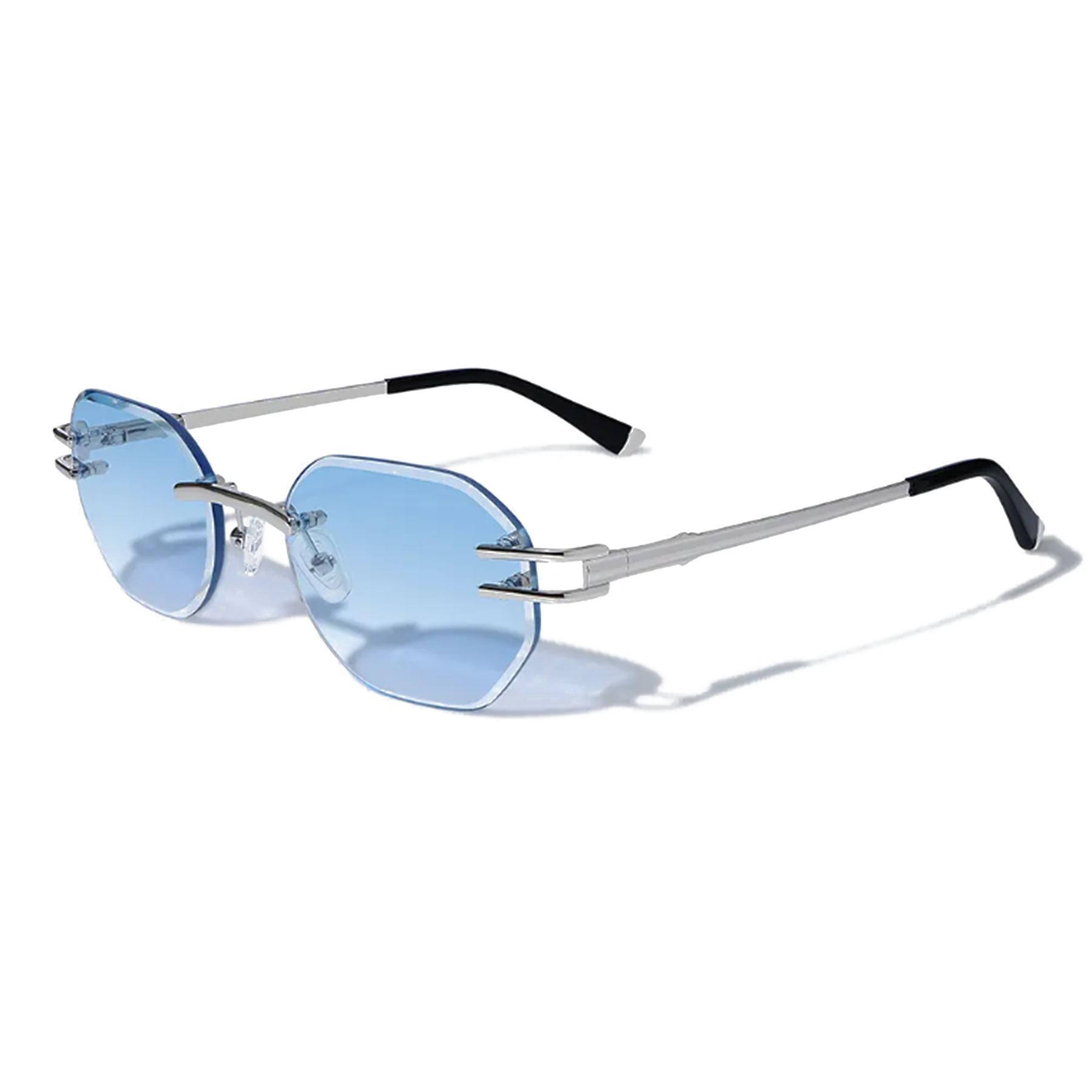 Carter Bleu Metal Frameless Sunglasses - Lolomo!
