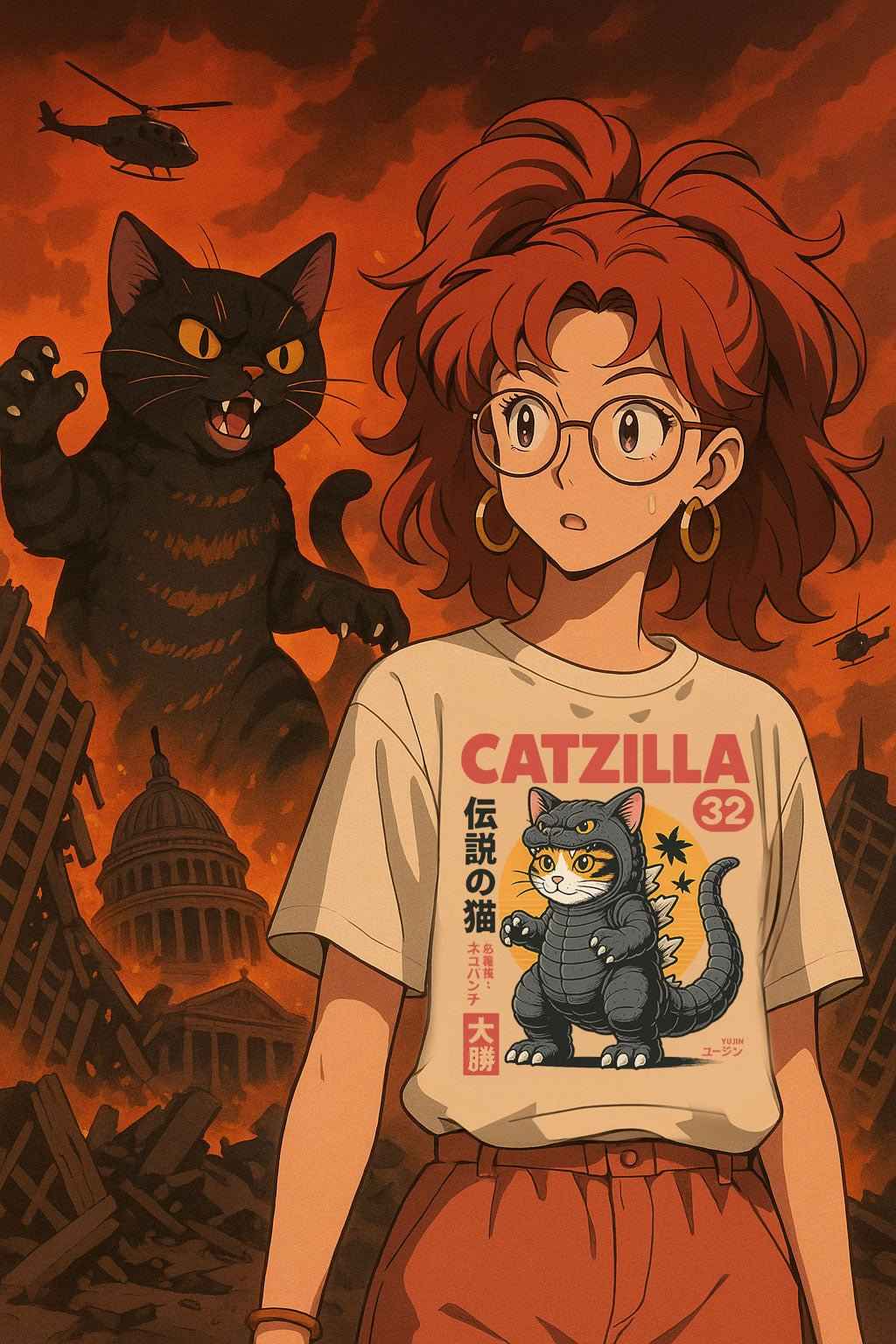 Catzilla Monster Cat T-Shirt