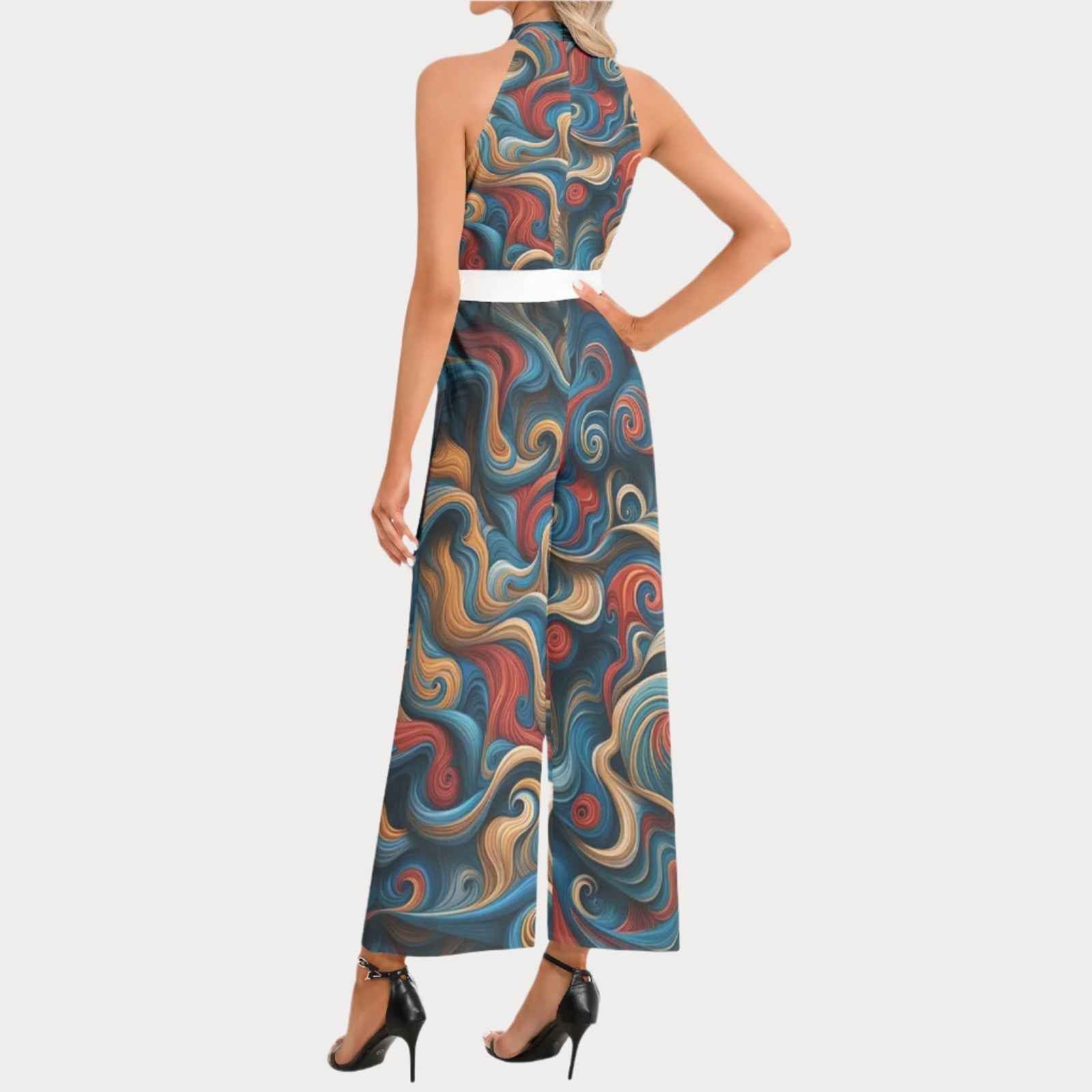 Brooklyn Republic™ Mercy Halter Neck Buckle Belted Jumpsuit