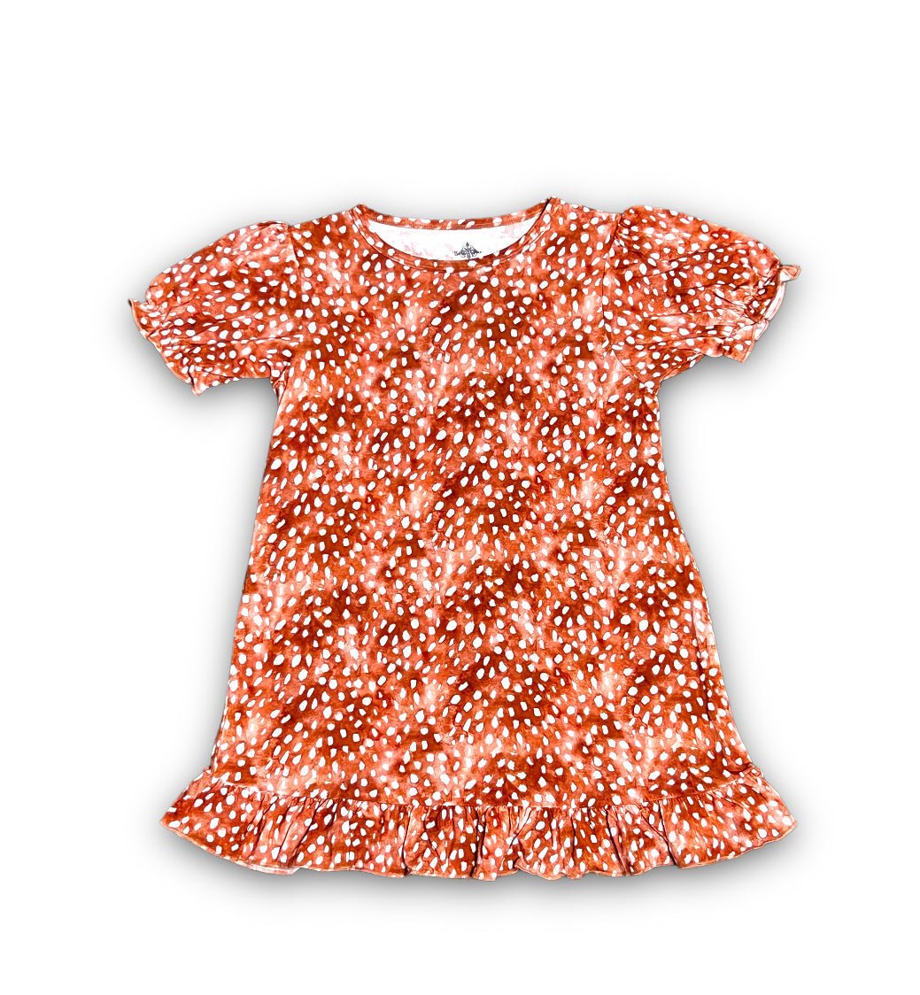 Deer Print Bamboo Play Dress - Lolomo!