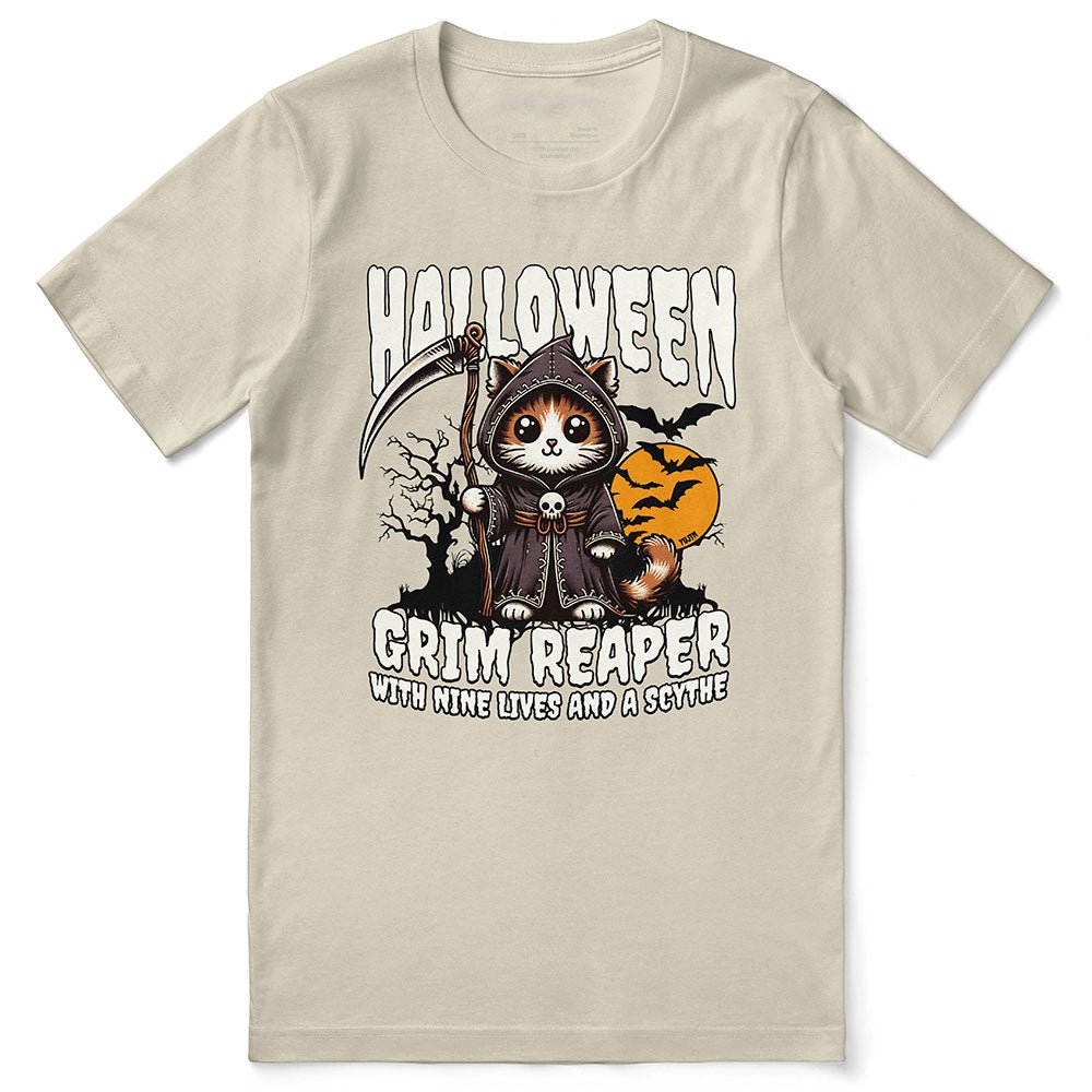 Grim Reaper Halloween Cat T-Shirt - Lolomo!
