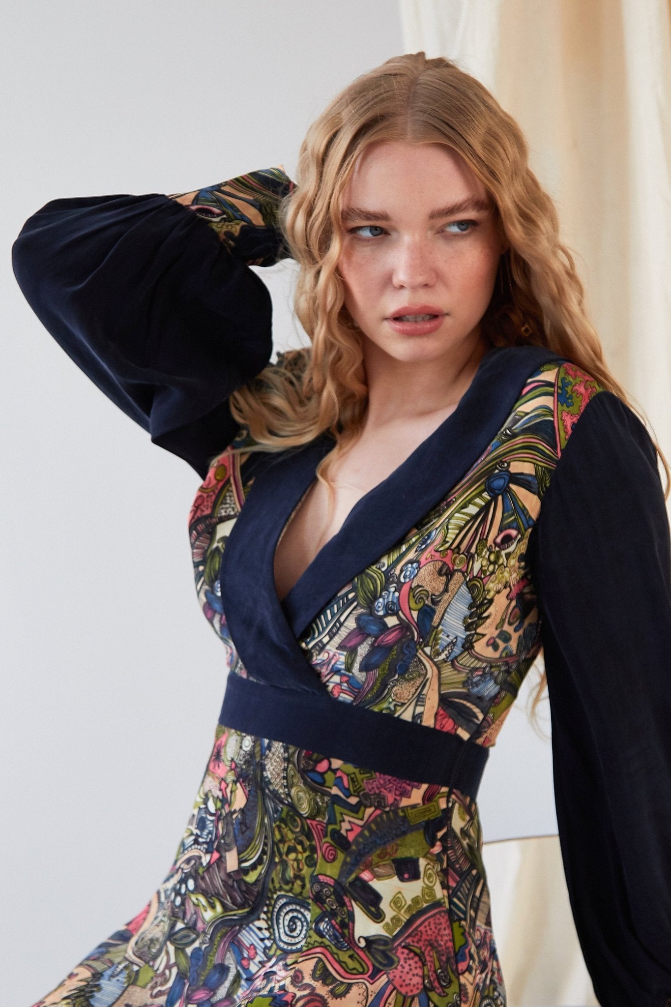 Hand painted Long Sleeve Mini Dress - Lolomo!