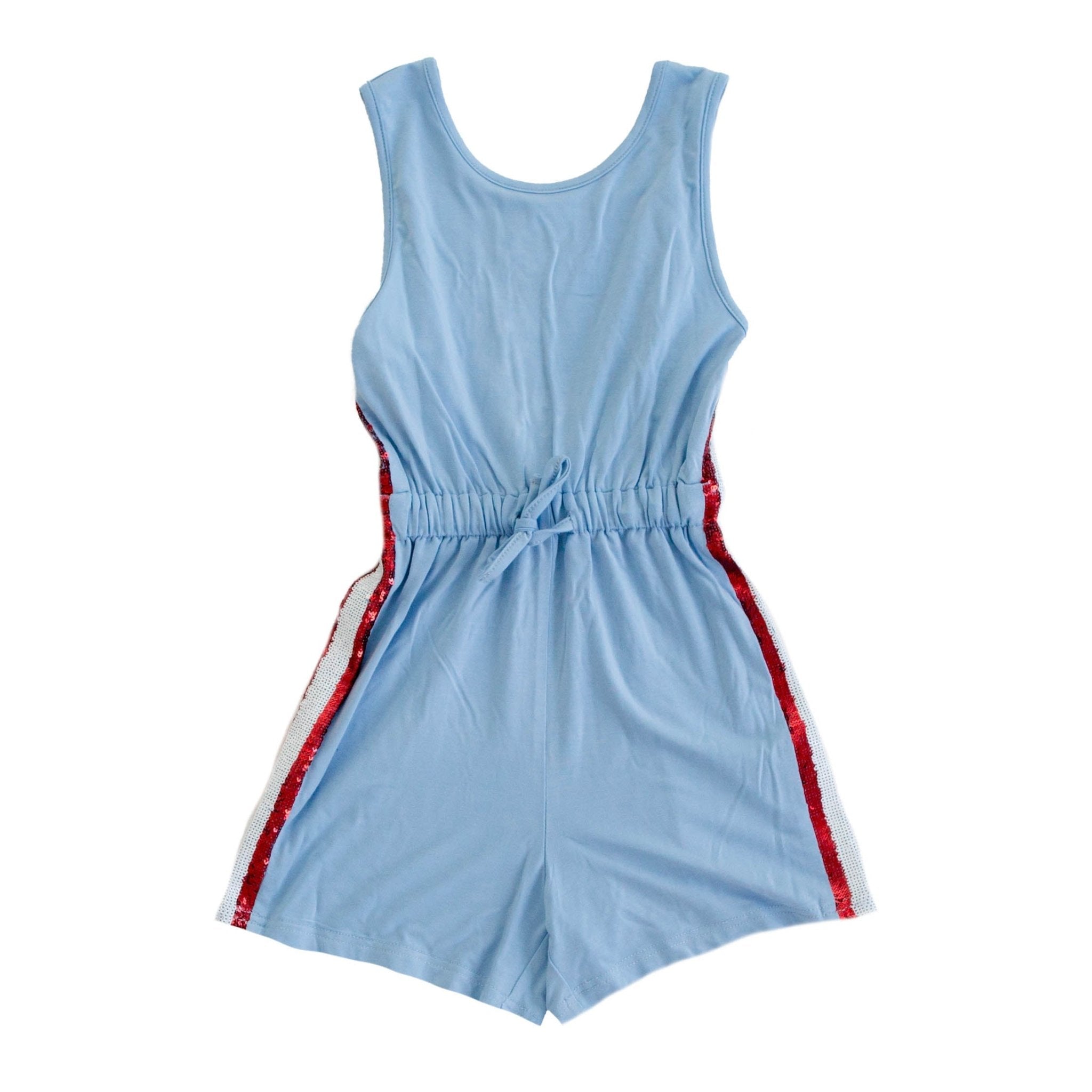 Light Blue And Red Striped Adult Romper - Lolomo!