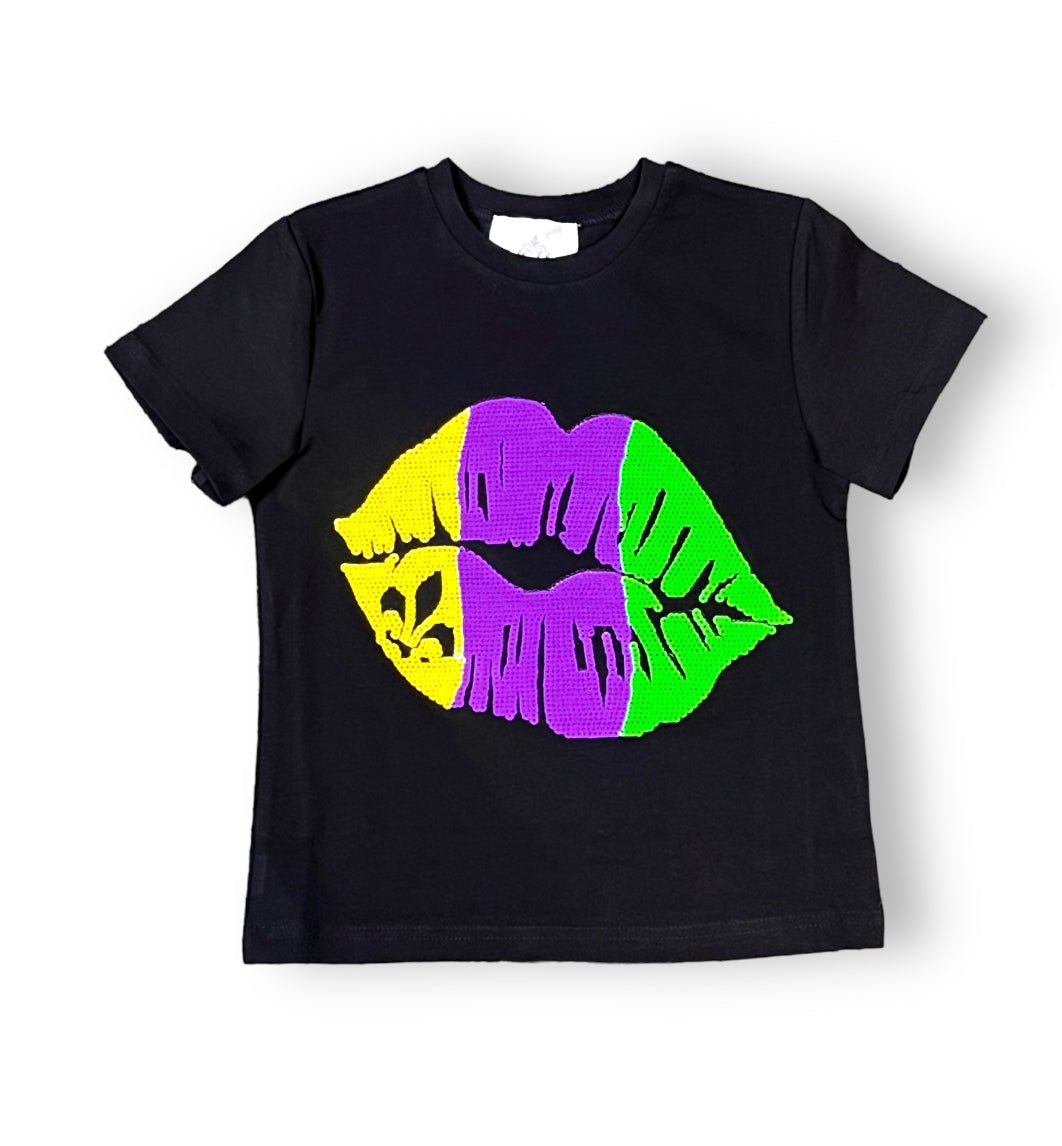 Mardi Gras Lips Adult Sequin Shirt - Lolomo!
