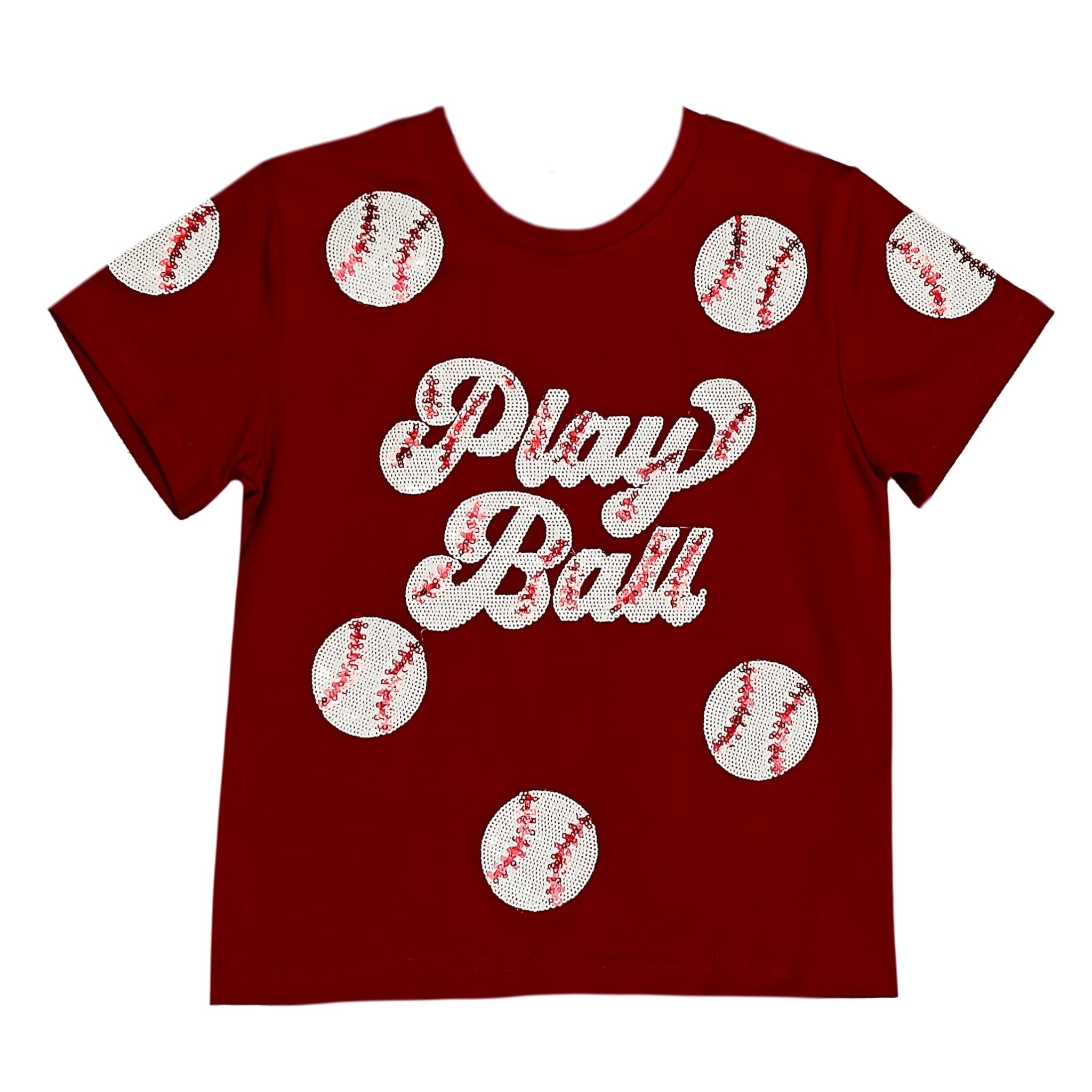 Maroon Play Ball Sequin Adult Shirt - Lolomo!