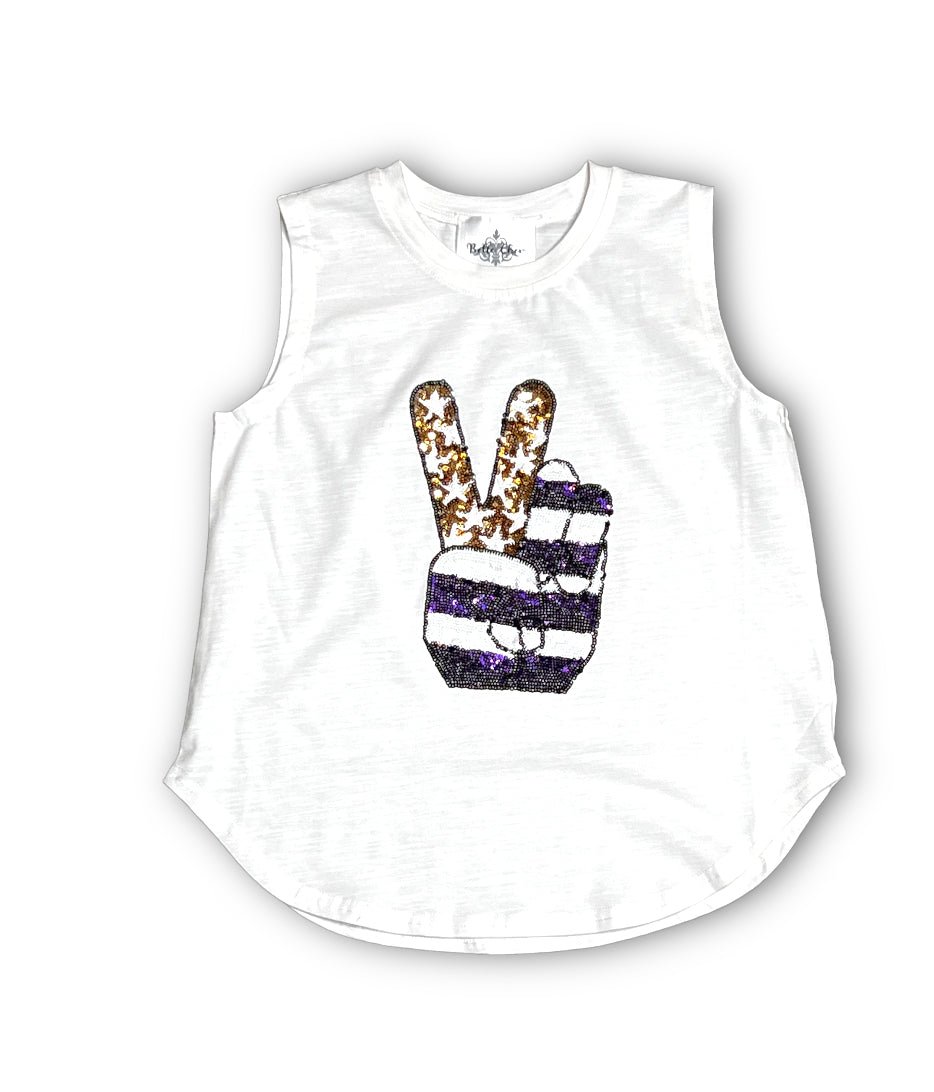 Peace Out Sequin Kid Tank - Lolomo!