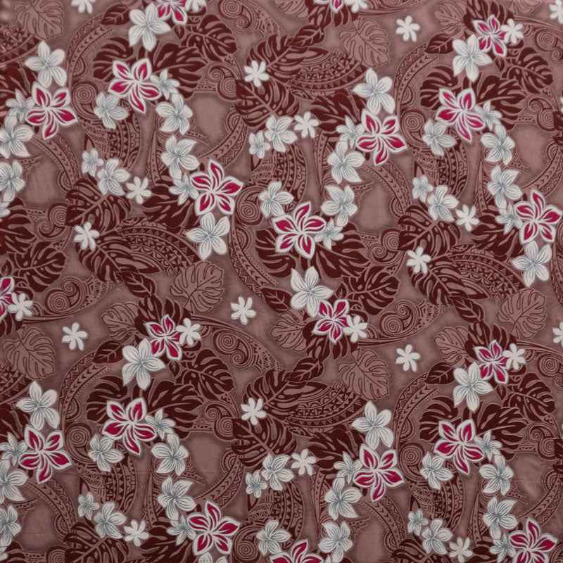 Traditional Polynesian Tattoo Plumeria Tiare Design Peachskin Fabric | Islands Fabric