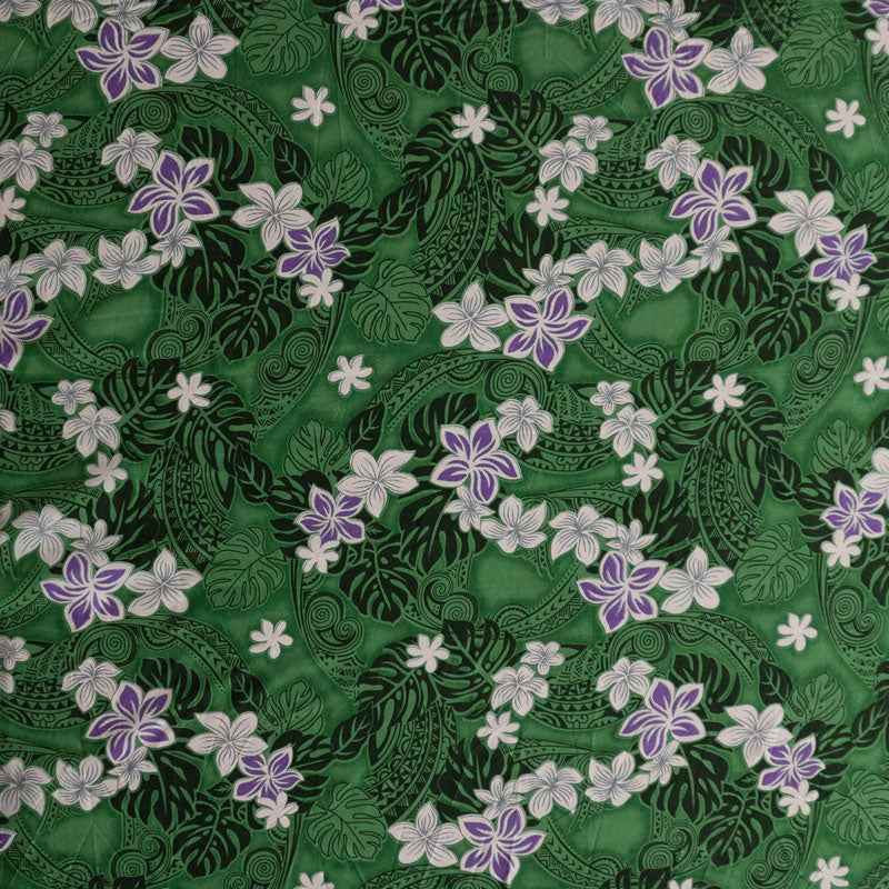 Traditional Polynesian Tattoo Plumeria Tiare Design Peachskin Fabric | Islands Fabric