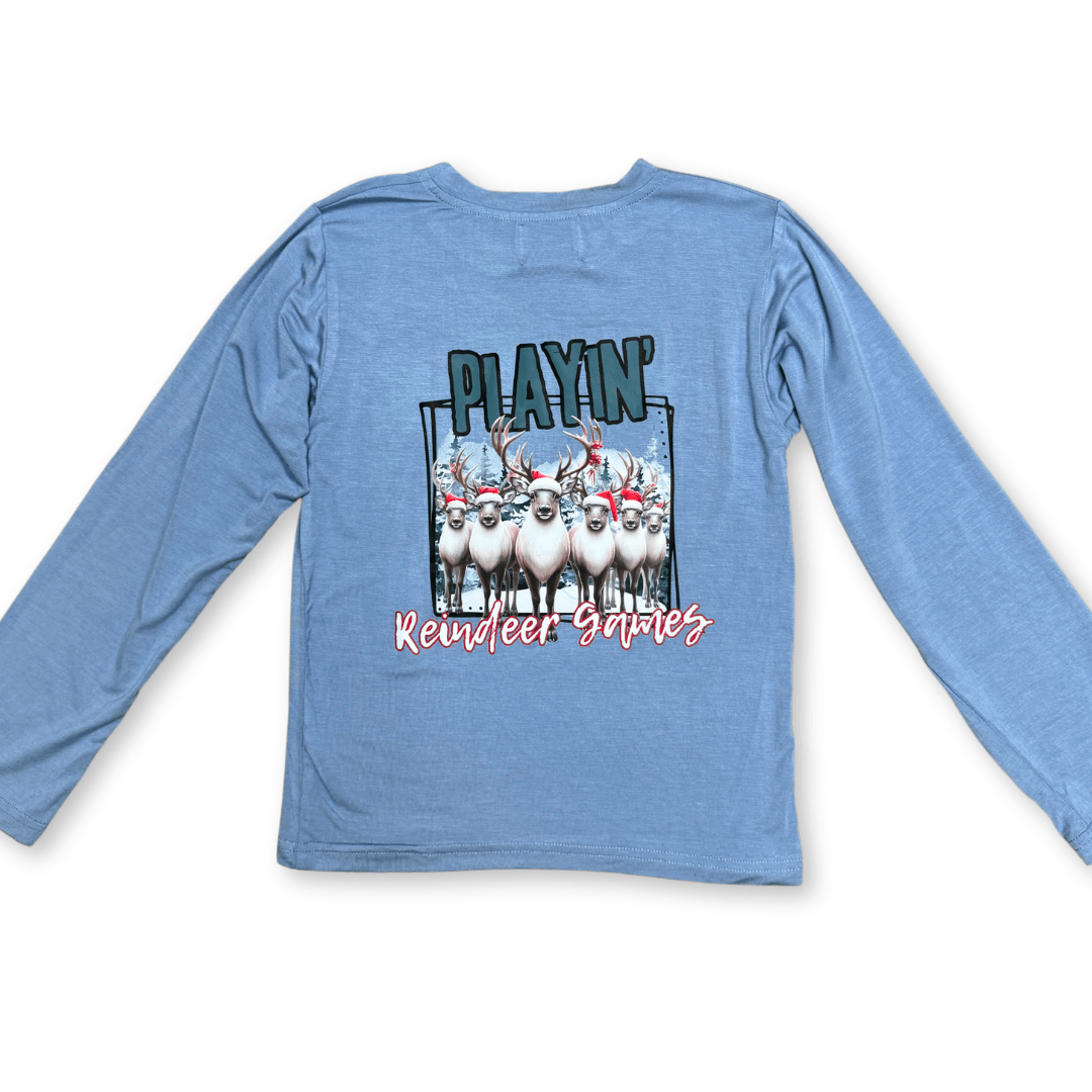 Playing Reindeer Games Long Sleeve Kid Modal Shirt - Lolomo!