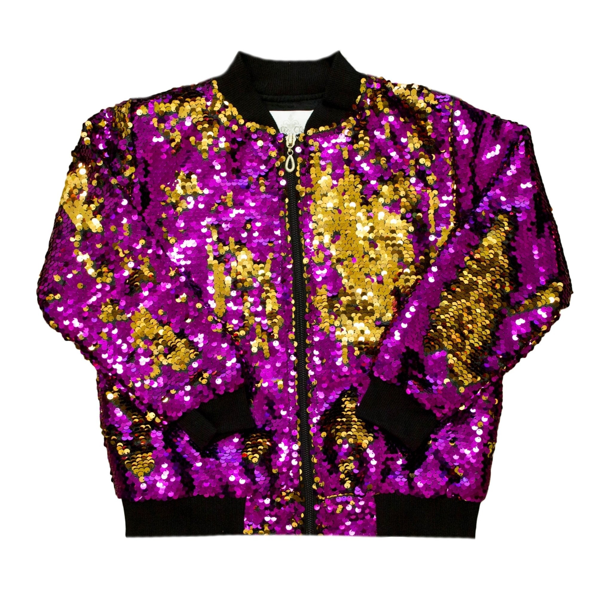 Purple And Gold Flip Sequin Kid Jacket - Lolomo!