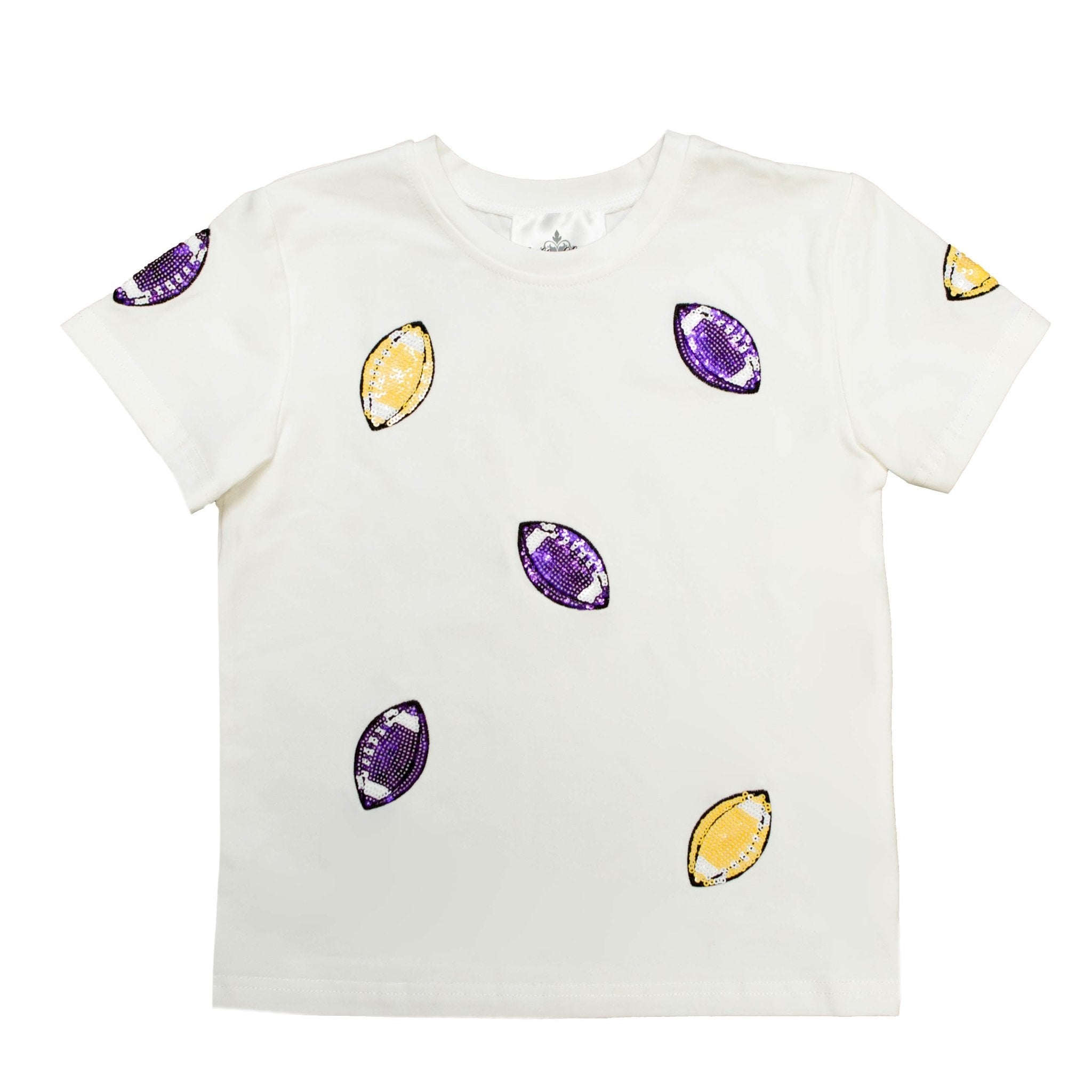 Purple And Yellow Sequin Football Adult Shirt - Lolomo!