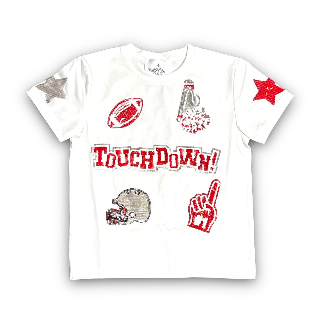 Red and Gray Football Collage Kid's Sequin Shirt - Lolomo!