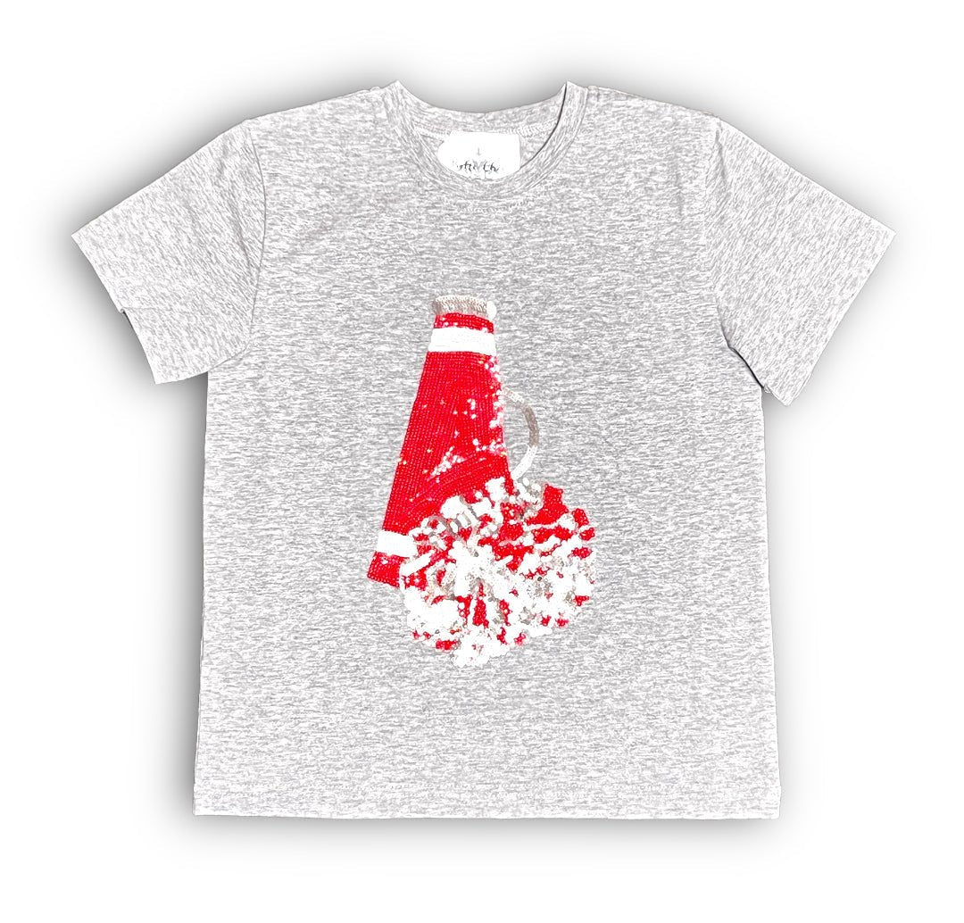 Red and Gray Megaphone Sequin Kid Shirt - Lolomo!