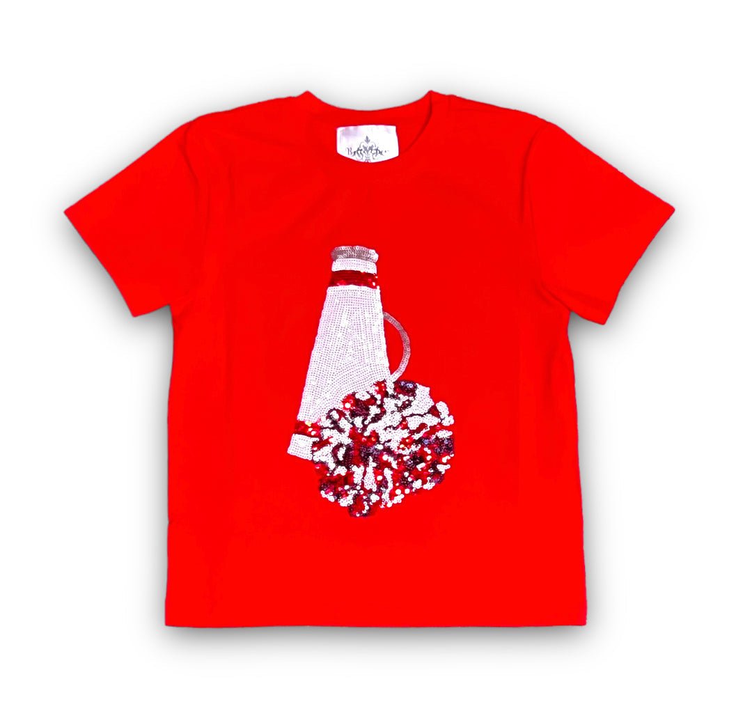 Red and Navy Megaphone Sequin Kid's Shirt - Lolomo!