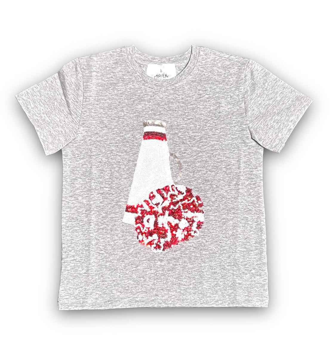 T-shirt enfant à paillettes mégaphone rouge et blanc
